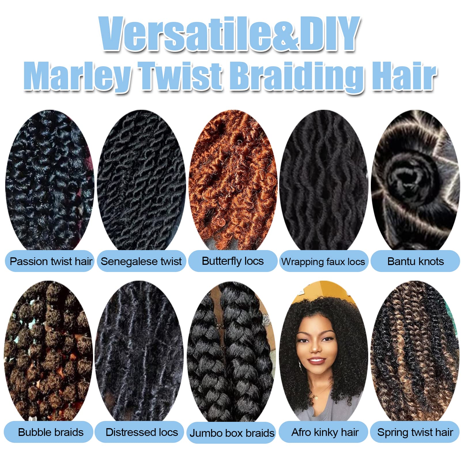 Marley Twist Braiding Hair 16 Inch 27/613 Marley Hair For Soft Faux Locs Spring Twist Hair Passion Twist Hair Cuban Twist Hair B