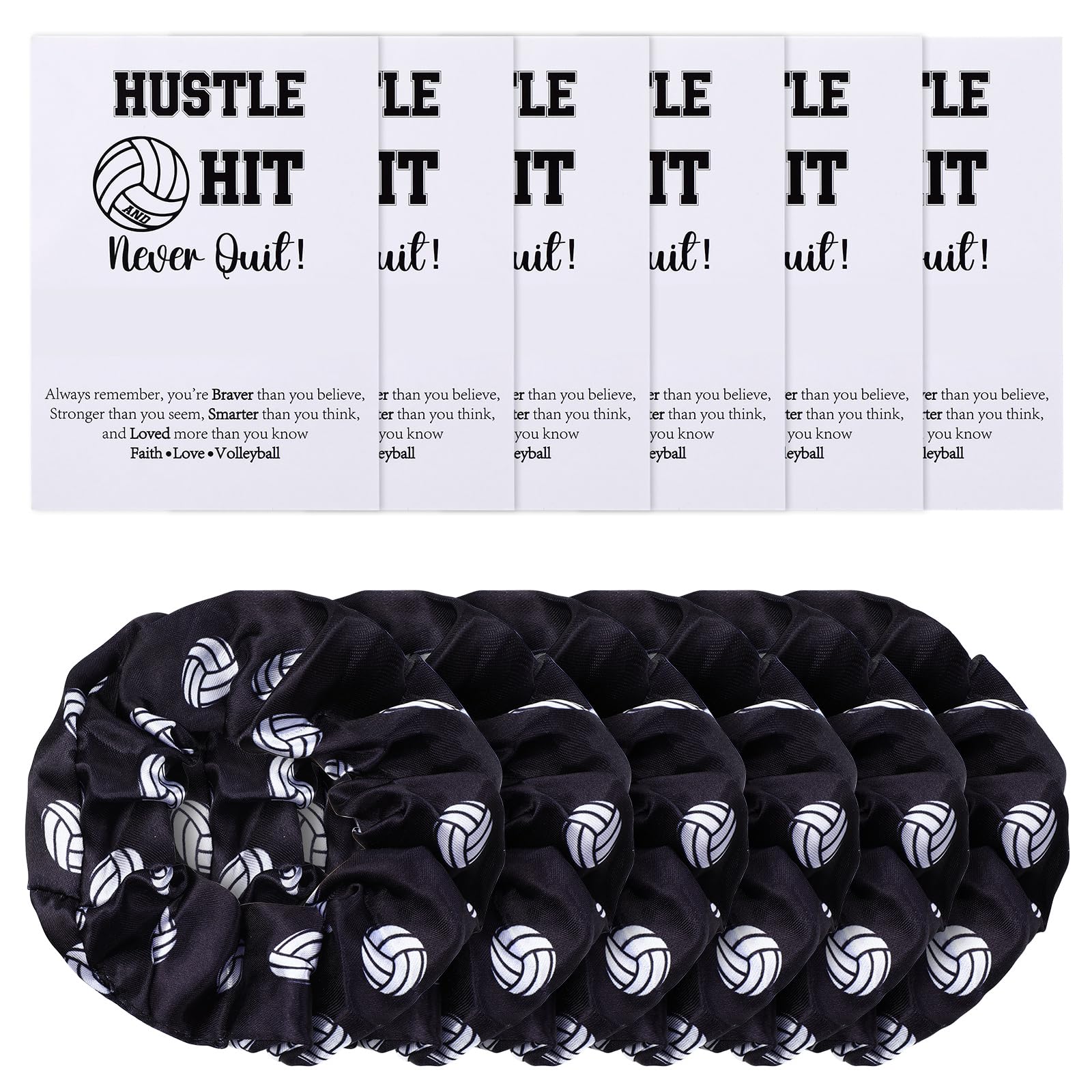 Yuxung 24 Volleyball Gift Set Volleyball Sport Hair Scrunchies and Cards Silk Satin Elastic Hair Ties Hair Bands Ponytail Holder
