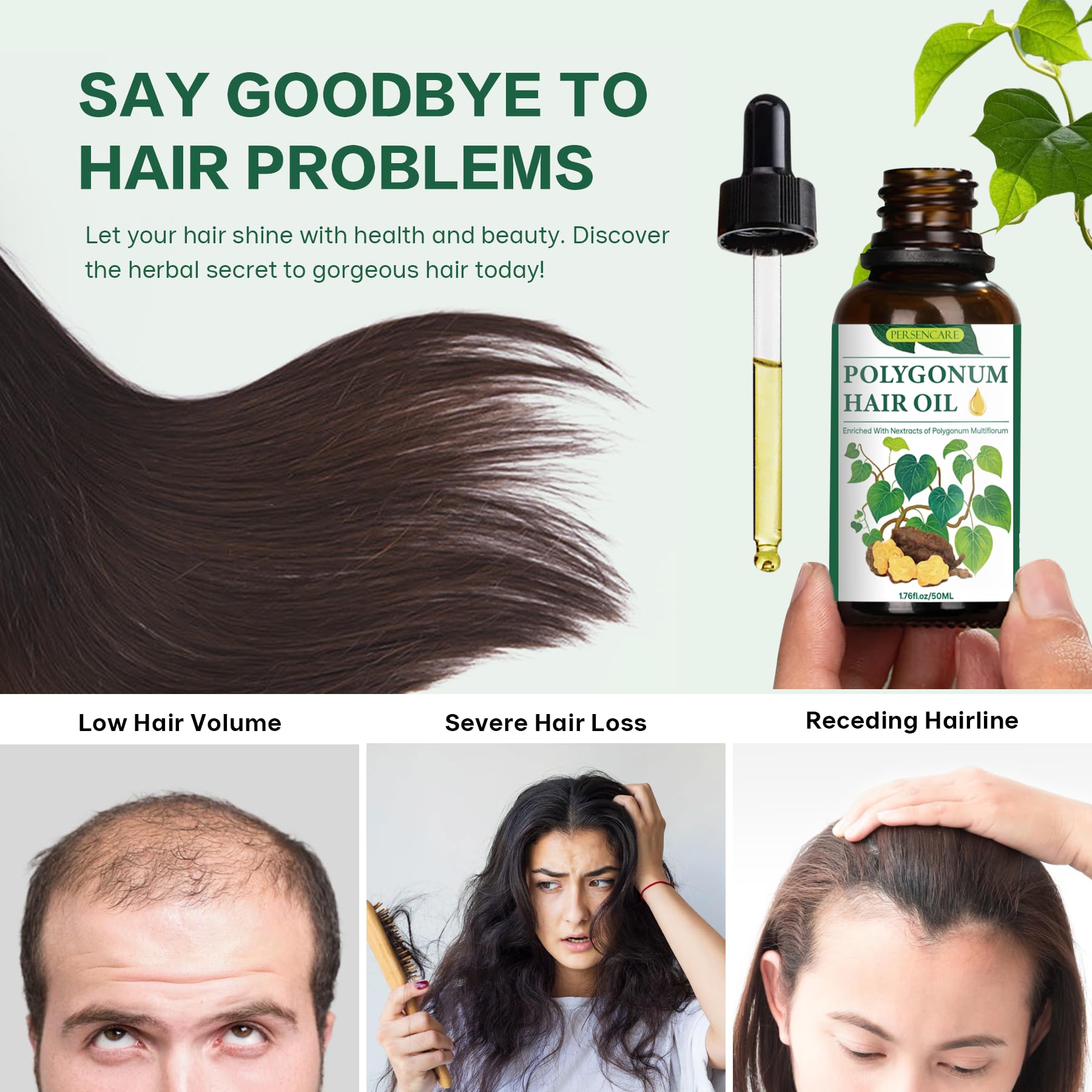 VAEYAE Natural Polygonum Multiflorum Hair Essential Oil, Nourish the Scalp & Strengthen Hair Roots, Usma Grass Promote Hair Grow