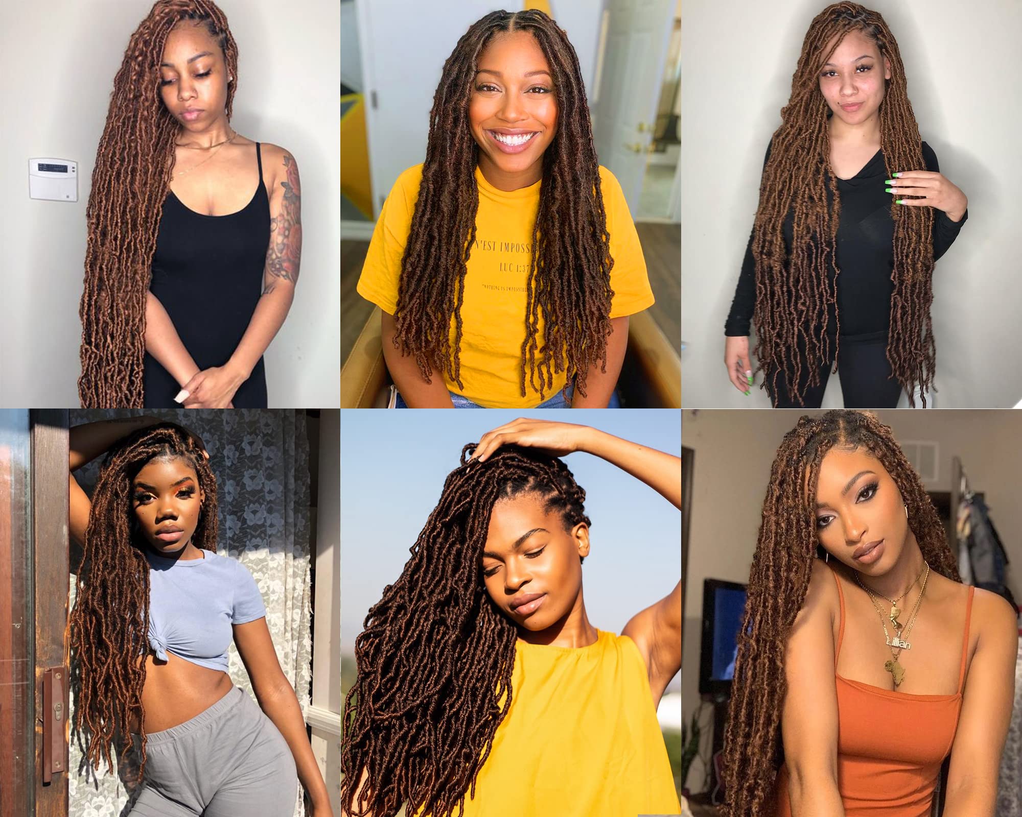 Aayubb Soft Locs Crochet Hair for Black Women, Natural Faux Locs Crochet Braids, Pre Looped Synthetic Distressed Locs Braiding H