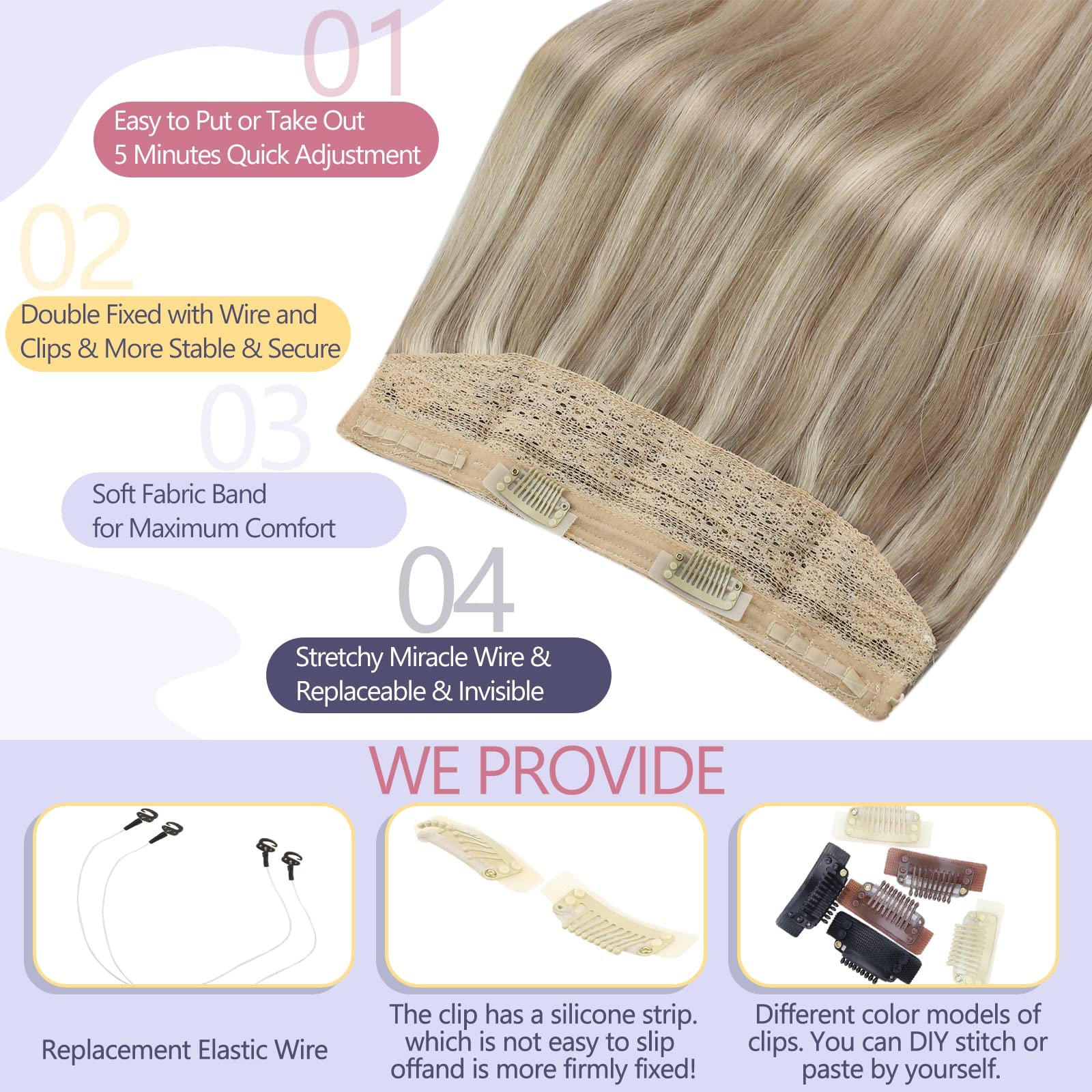 Sunny Blonde Hair Extensions Real Human Hair Wire Hair Extensions Blonde Secret Hair Extensions Human Hair Fish Line Hair Extens