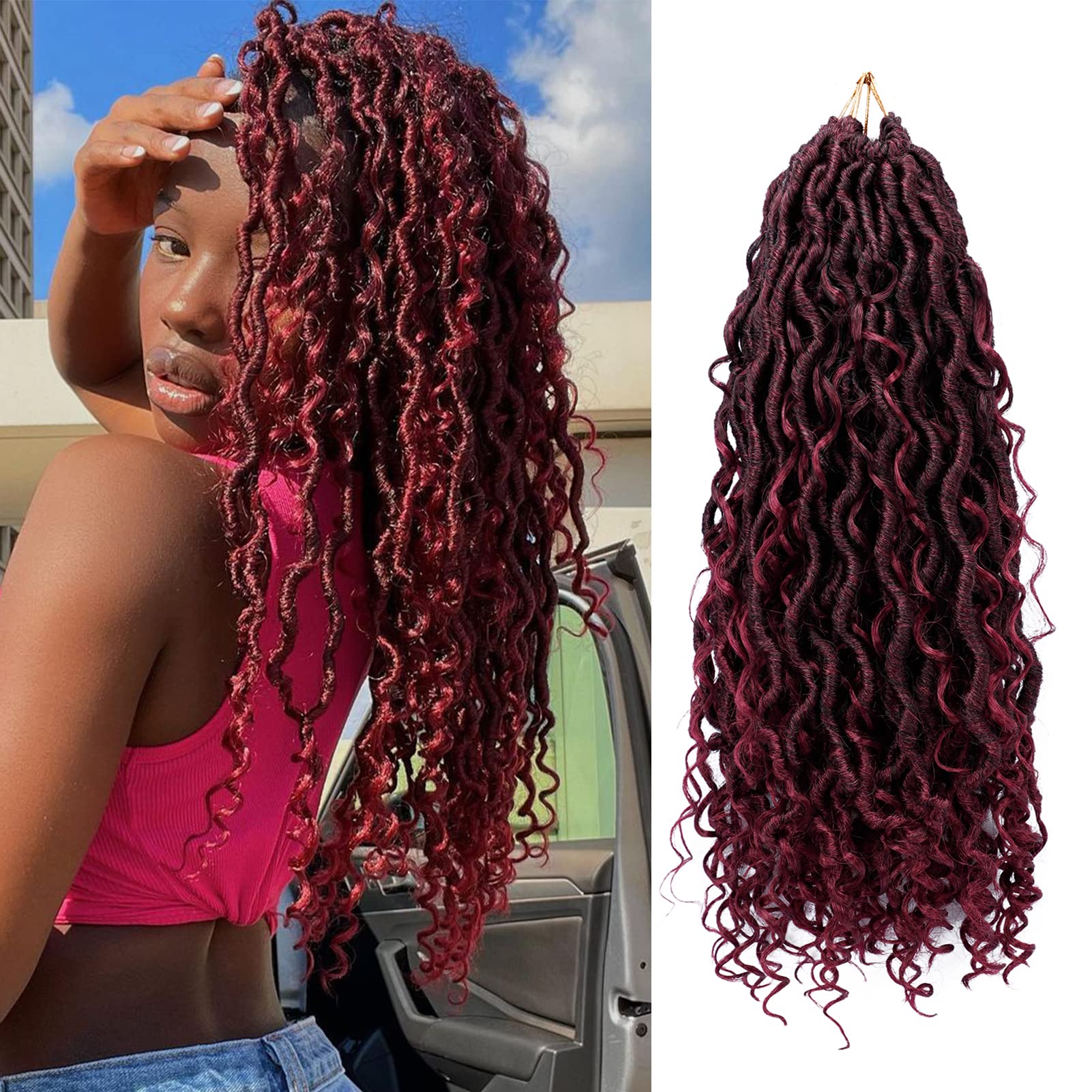 Faux Locs Crochet Hair 14 Inch Boho Goddess Locs Crochet Hair 7 Packs Pre Looped Crochet Hair for Black Women River Locs Crochet