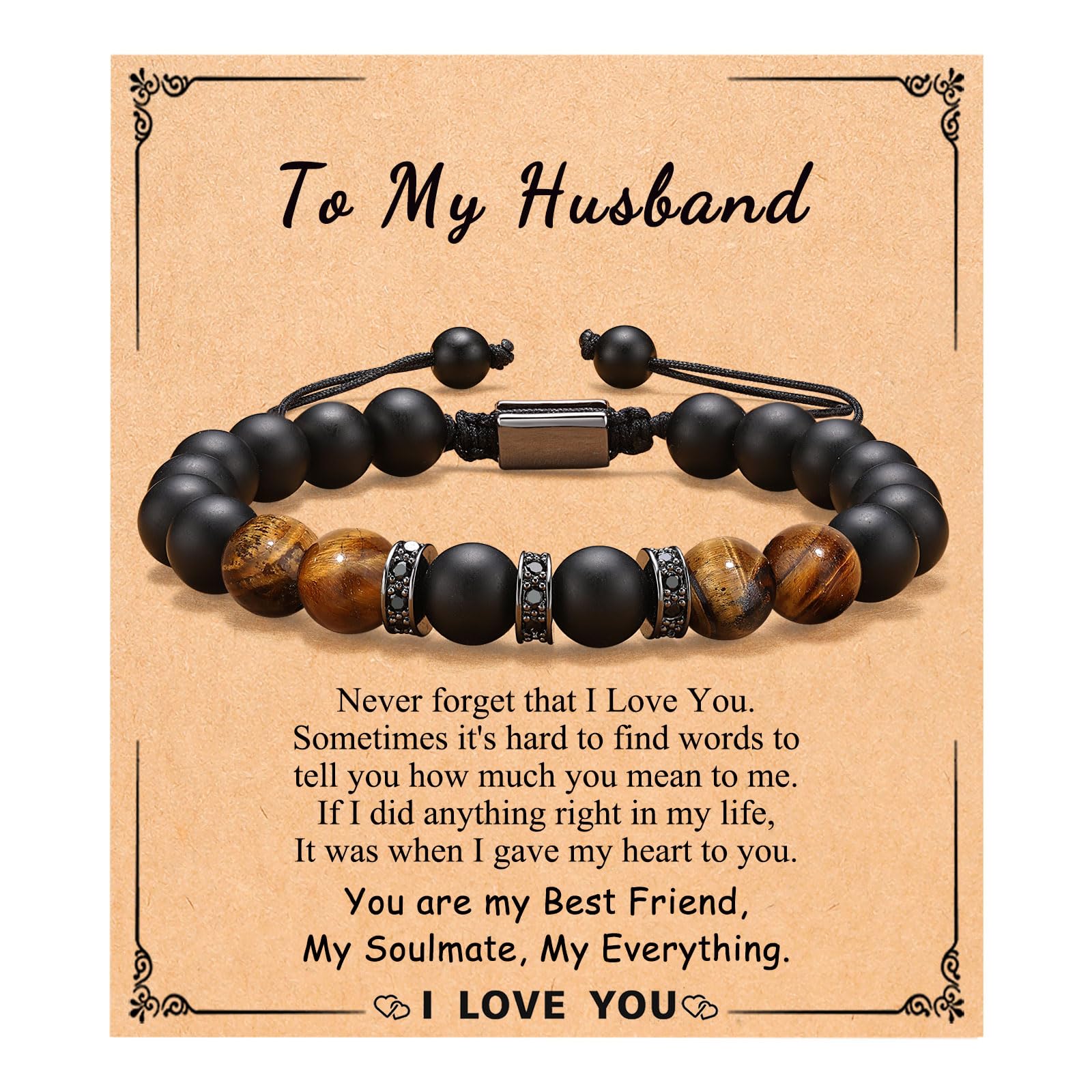 UNGENT THEM Fathers' Day Gifts for Husband from Wife, Husband Birthday Gift Ideas Bracelet Anniversary Christmas Sweetest Valent