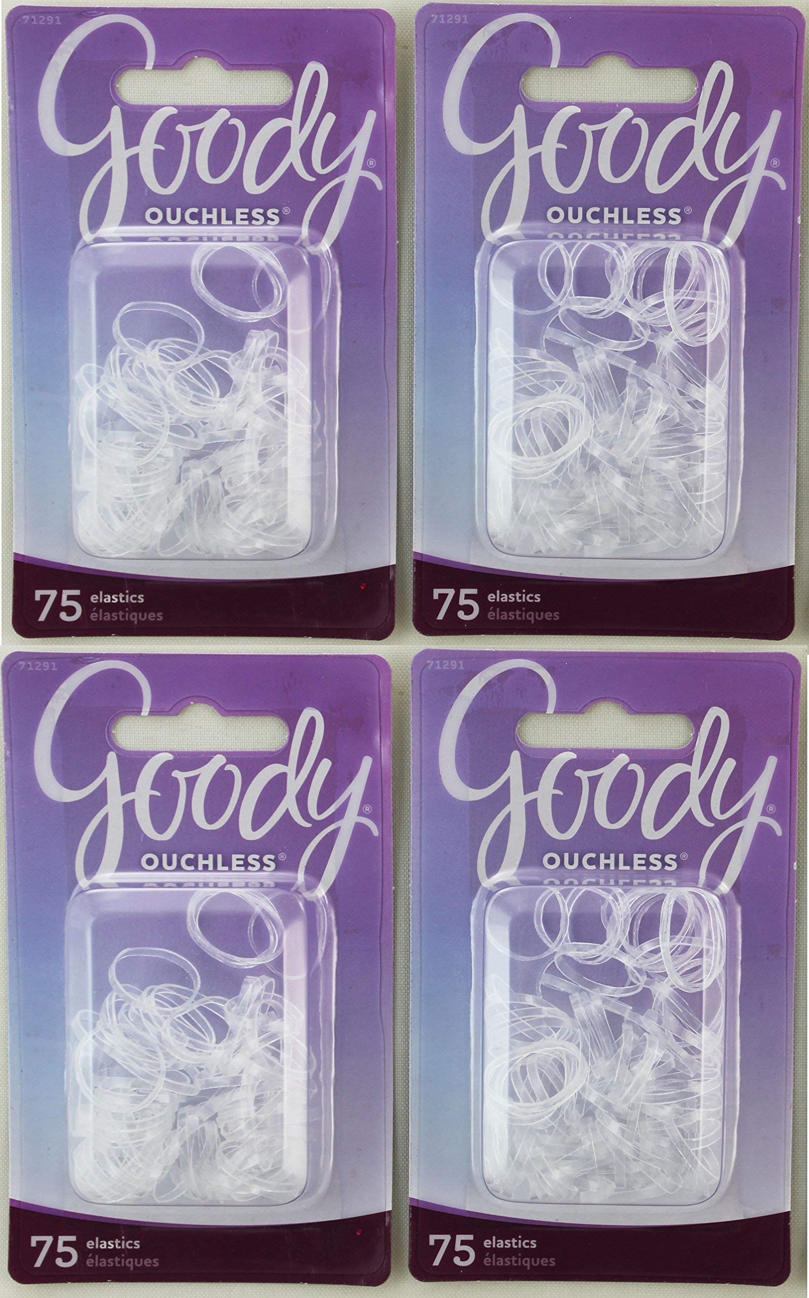Goody Ouchless Mini Crystal Polyband Elastics 75 ea (Pack of 4)