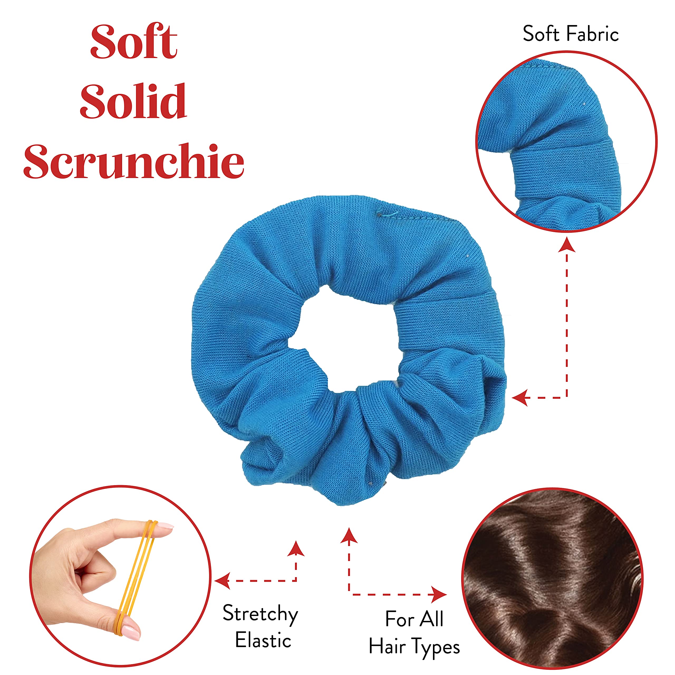 12 Pack Solid Hair Ties Scrunchies (Blue)