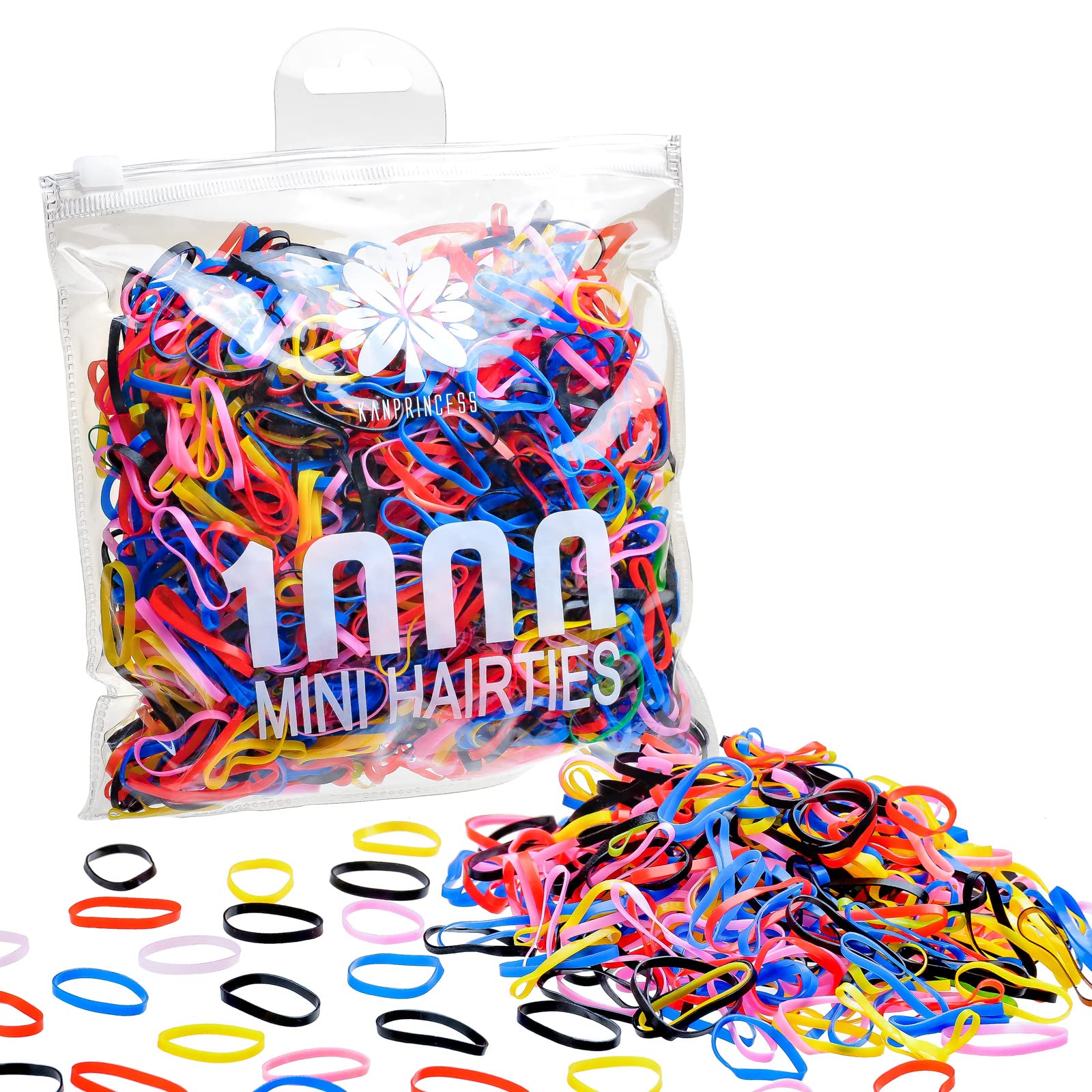 KANPRINCESS 1000PCS Hair Rubber Bands(deep color)
