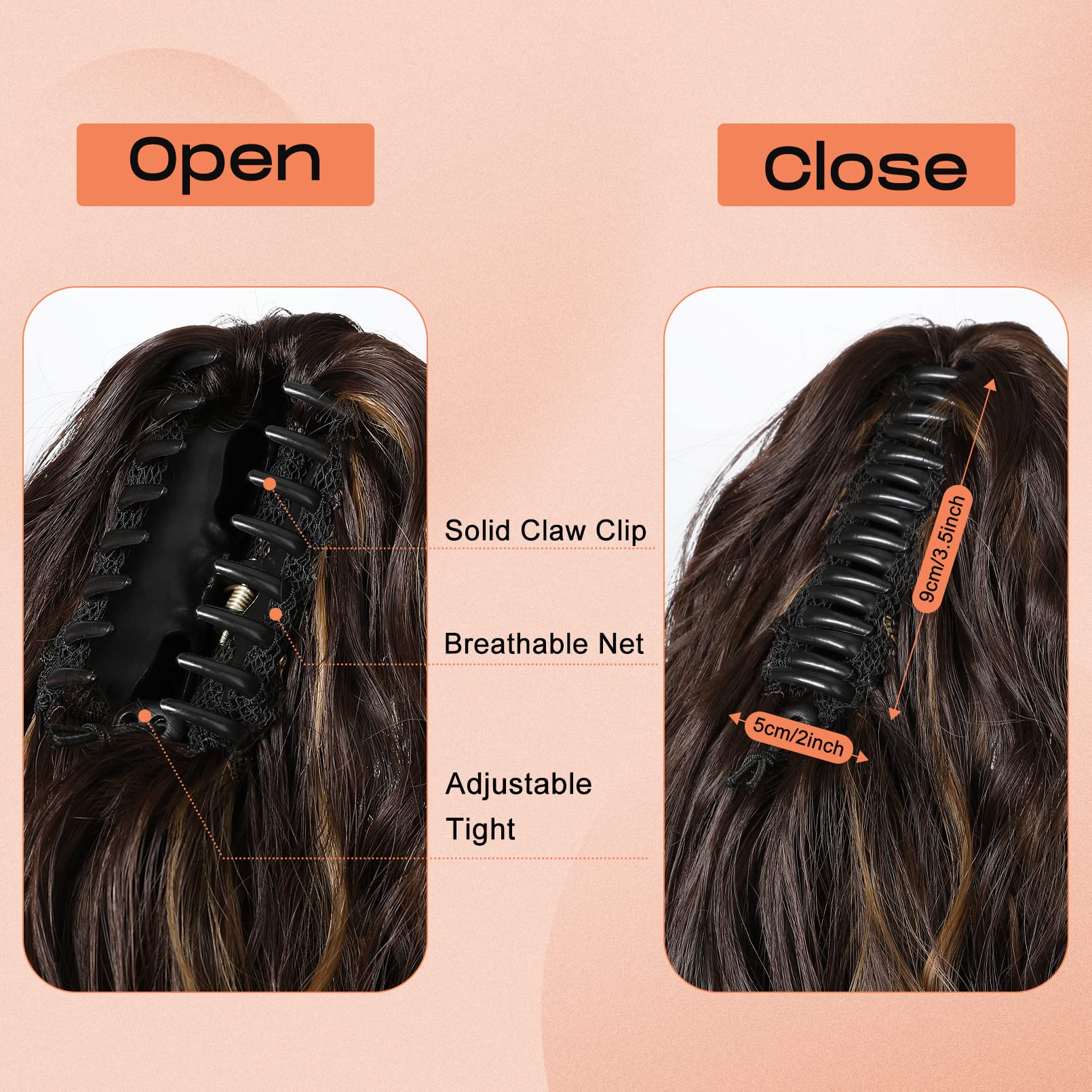 Seikea 18'' Ponytail Extension Claw, Pt002 Tia Long Multi Layered Hair Fluffythick Wavy Curly Clip In Hair Extensions Ponytail N