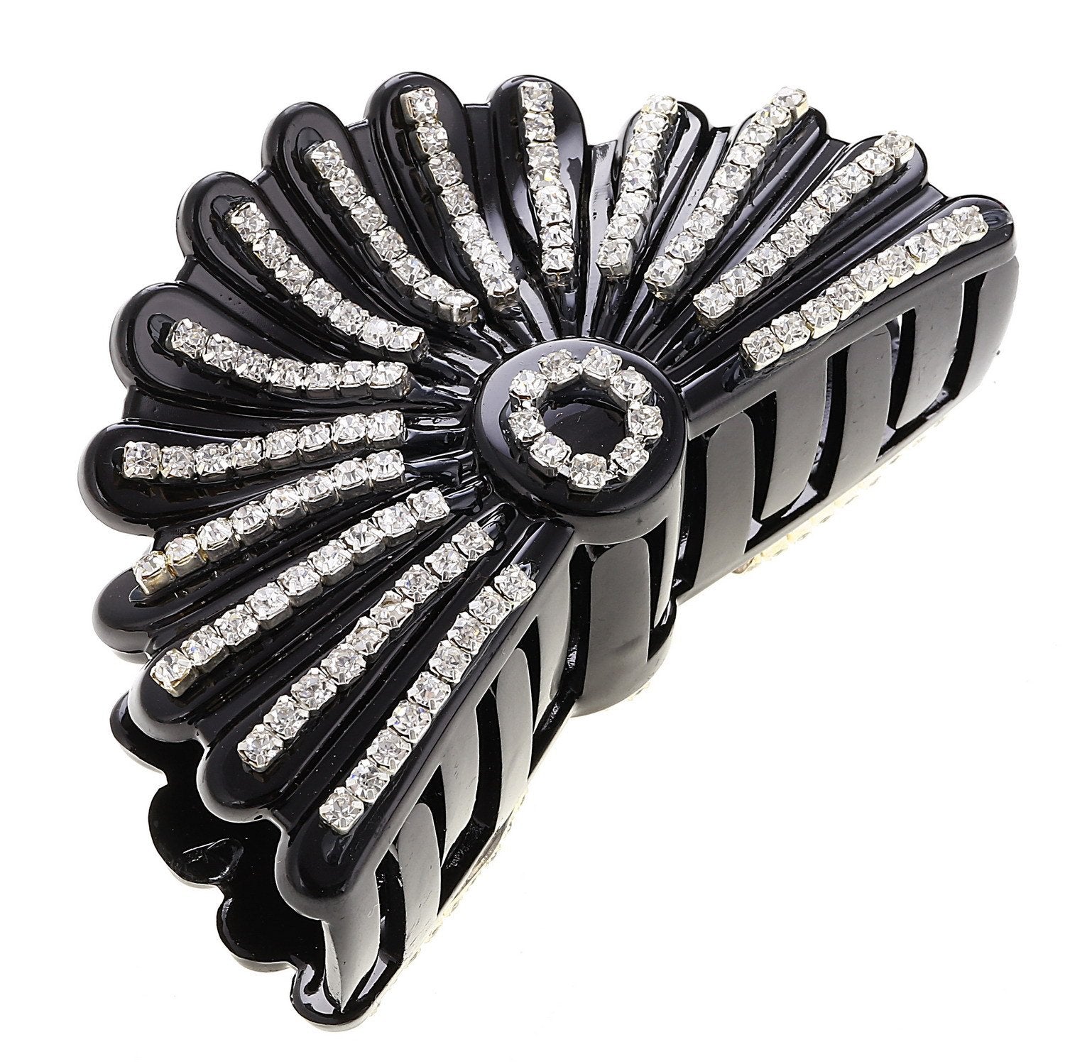 Numblartd Black Acrylic Rhinestones Large Fancy Bathe Hair Claw Clip for Thick Hair - Elegant Exquisite Plate Hair Jaw Clips Hai