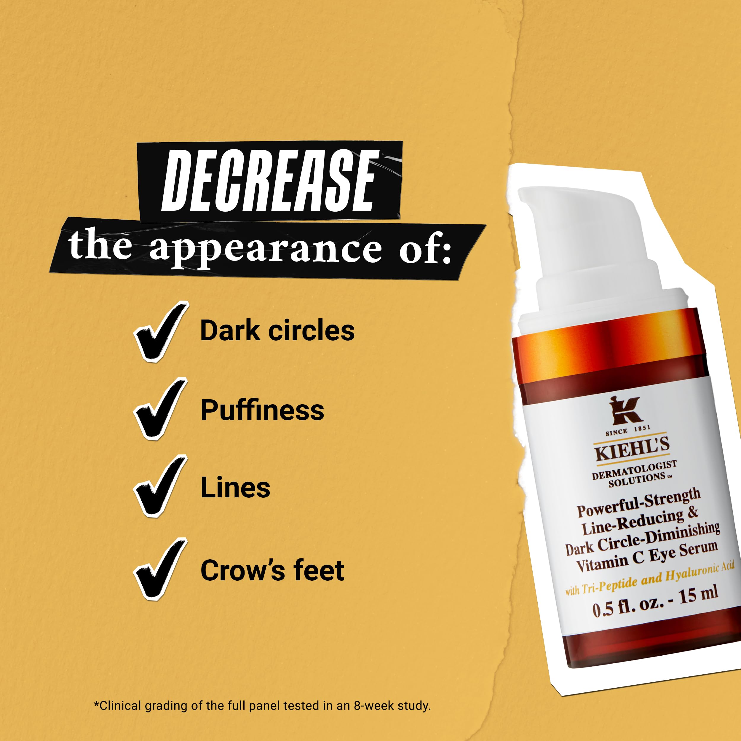 Kiehl's Powerful-Strength 10% Vitamin C Eye Serum, Line-Reducing & Dark Circle Diminishing Eye Cream, Smooths & Hydrates Underey