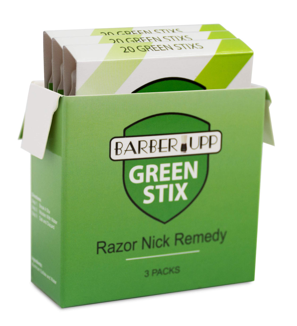 BARBERUPP Styptic Stick Shave Accessories (Green Stix, 6-Pack) Stops Bleeding For Razor Nicks For Men & Women - Sanitary and Gre