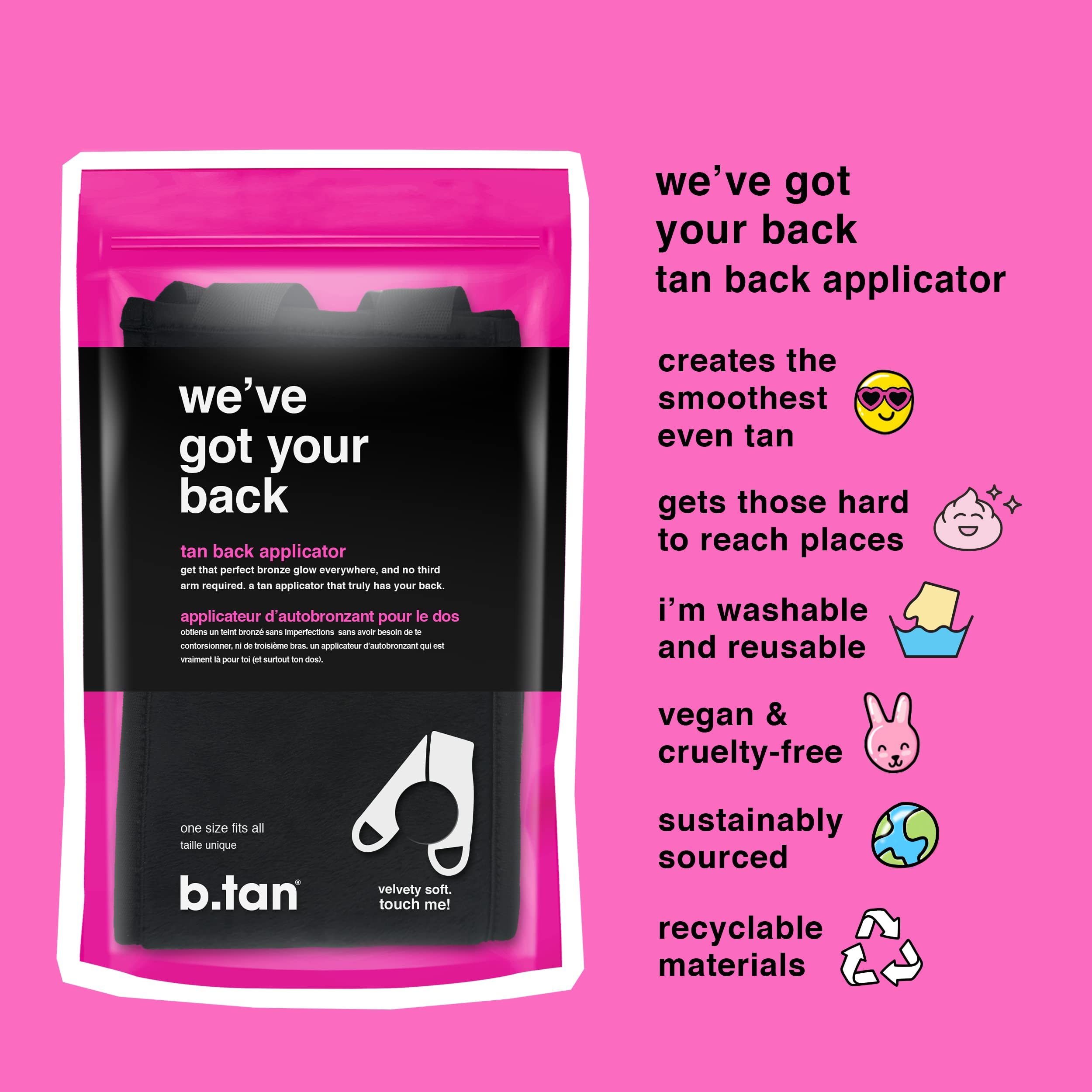 Btan Back Self Tan Applicator  Weve Got Your Back - Self Tanning Back Applicator With Handles, Streak-Free, Even Application, Ve