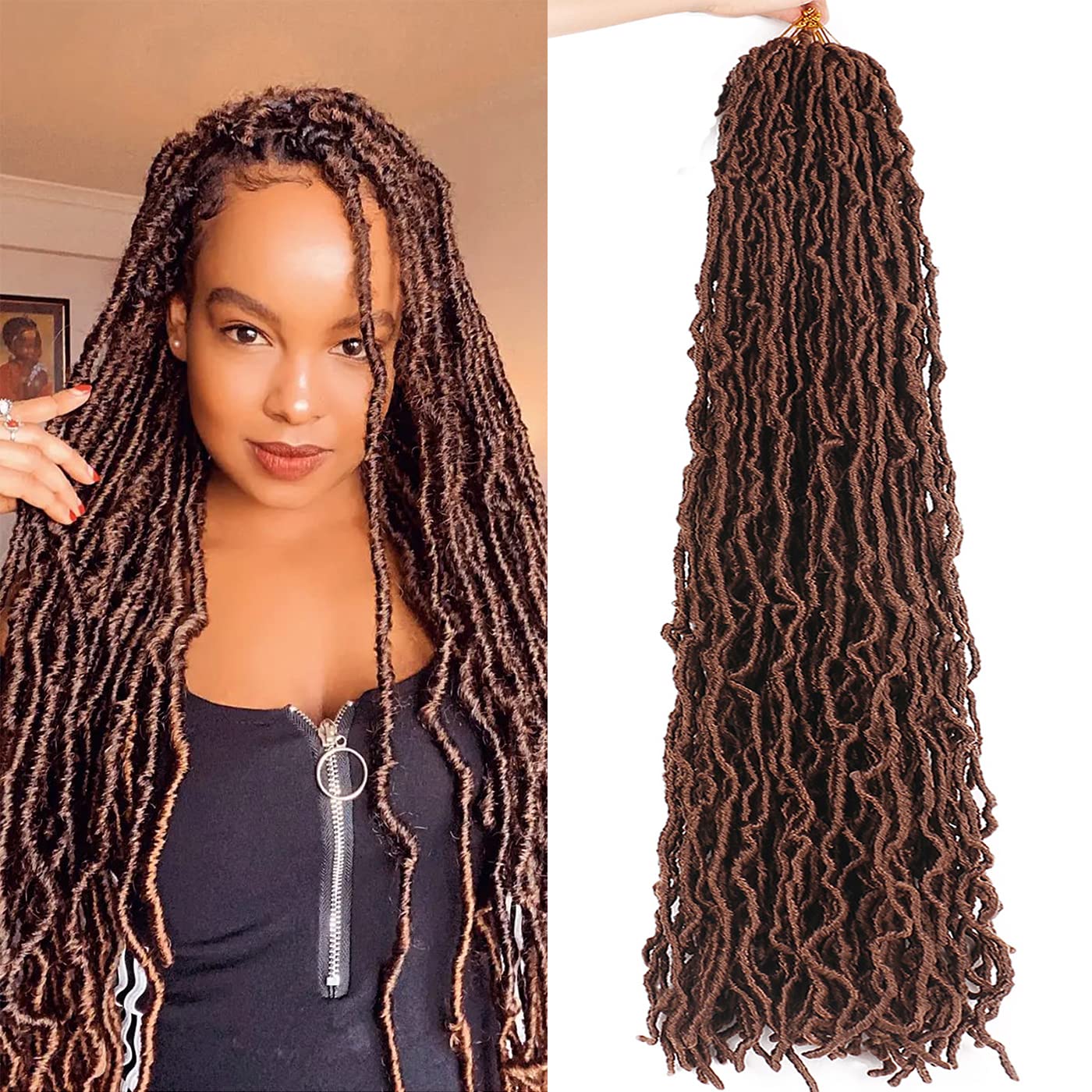 Aayubb Soft Locs Crochet Hair for Black Women, Natural Faux Locs Crochet Braids, Pre Looped Synthetic Distressed Locs Braiding H