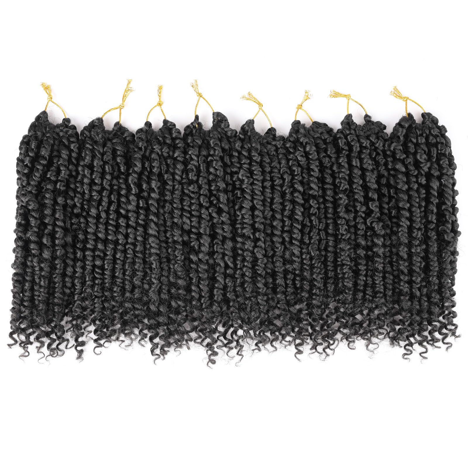 Leeven 10 Inch 8 Packs Pret Wisted Passion Twist Crochet Hair Natural Black Pre-Looped Short Bob Passion Twists Hair, Bohemian P