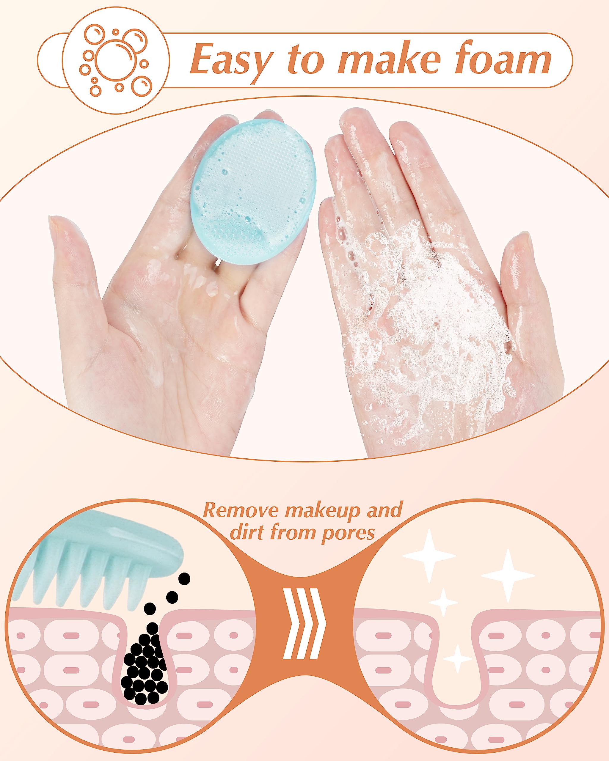 Face Scrubber, 8 Pcs Silicone Face Scrubber Exfoliator For Women, Face Cleansing Brush Blackhead Acne Pore Pad For Deep Cleaning