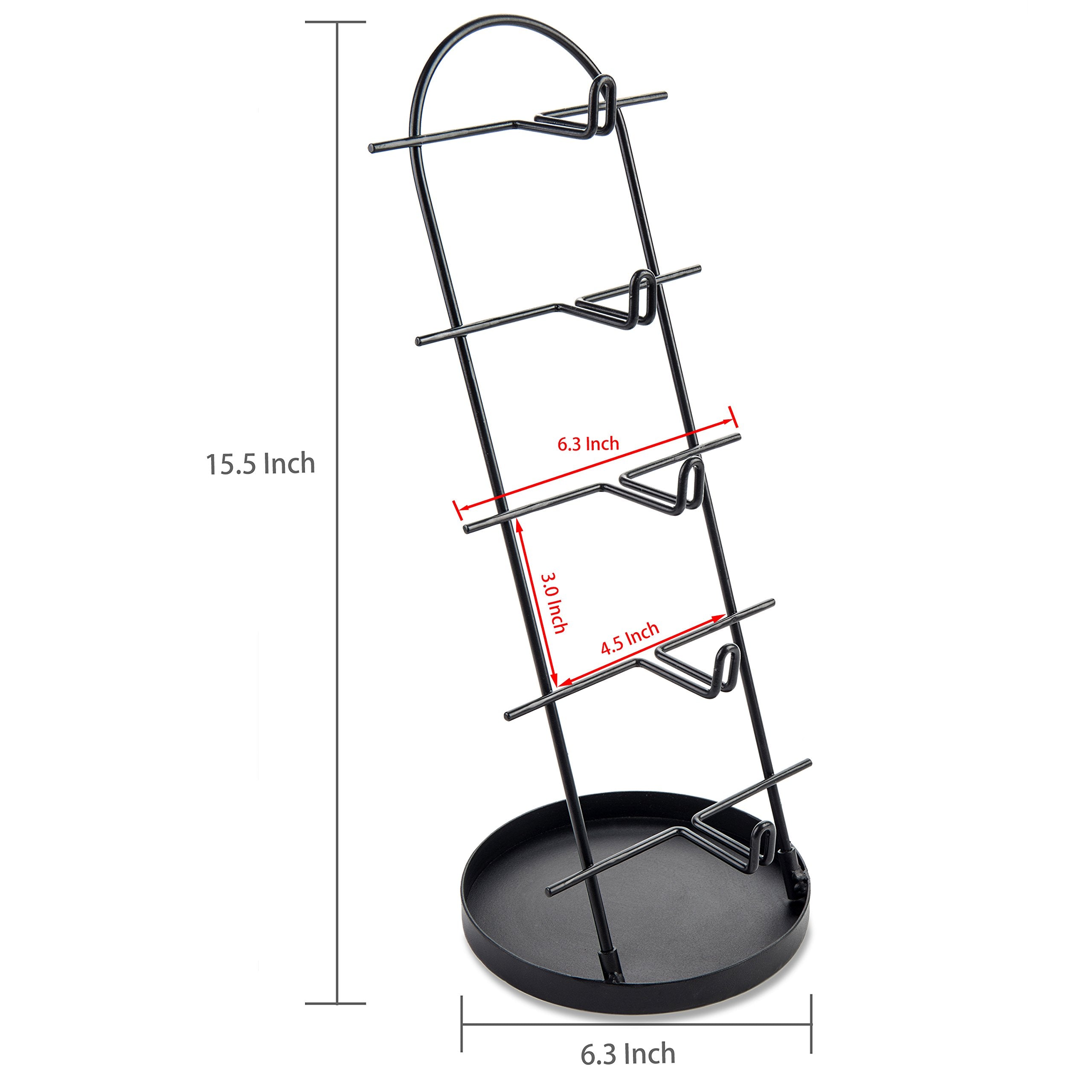 MyGift Modern Black Metal 5 Pair Sunglass Display Stand with Ring Jewelry Tray, Retail Eyewear Reading Glasses Showcase Rack