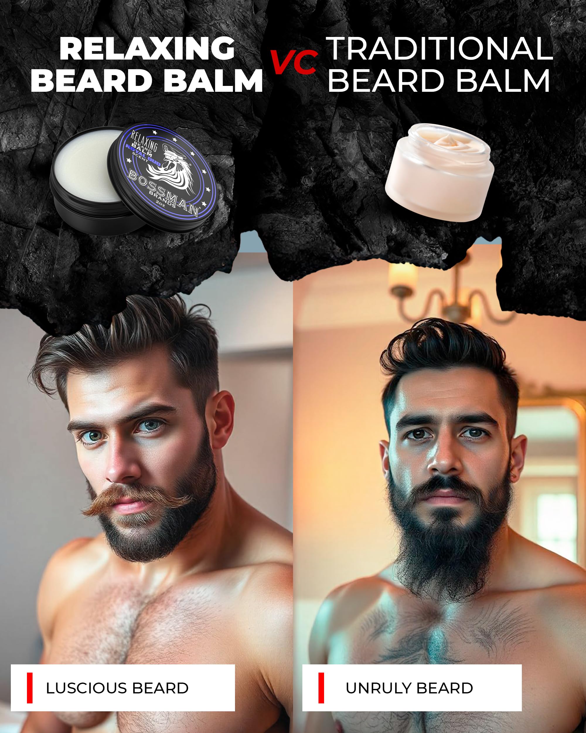 Bossman Relaxing Beard Balm - Tamer, Thickener, Relaxer And Softener Cream And Beard Care Product - Made In Usa (Vetiver X Scent