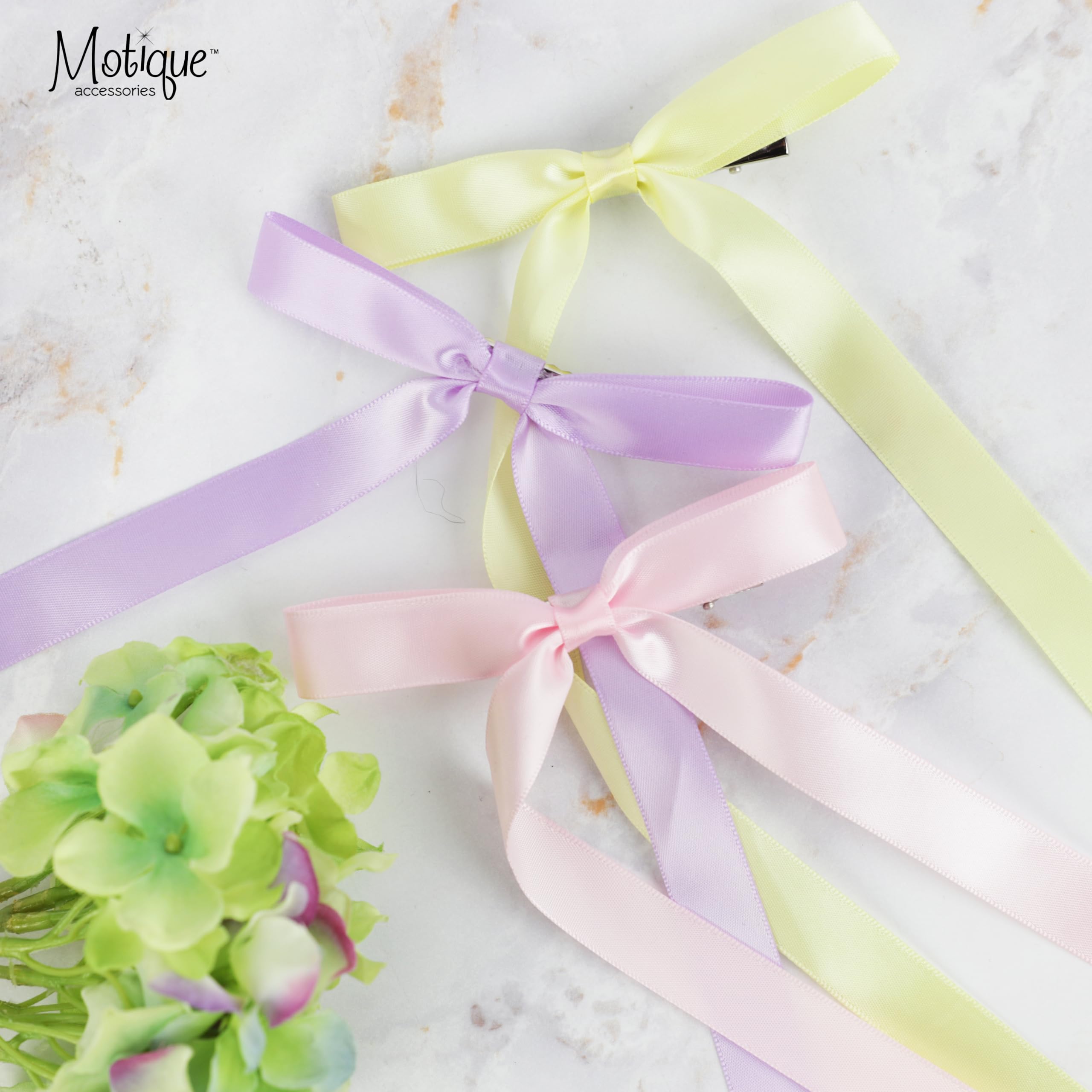 2PCS Silky Satin Hair Bows Hair Clip Ribbon Accessories Ponytail Holder Hair Bow for Women Girls Teens (Tan)