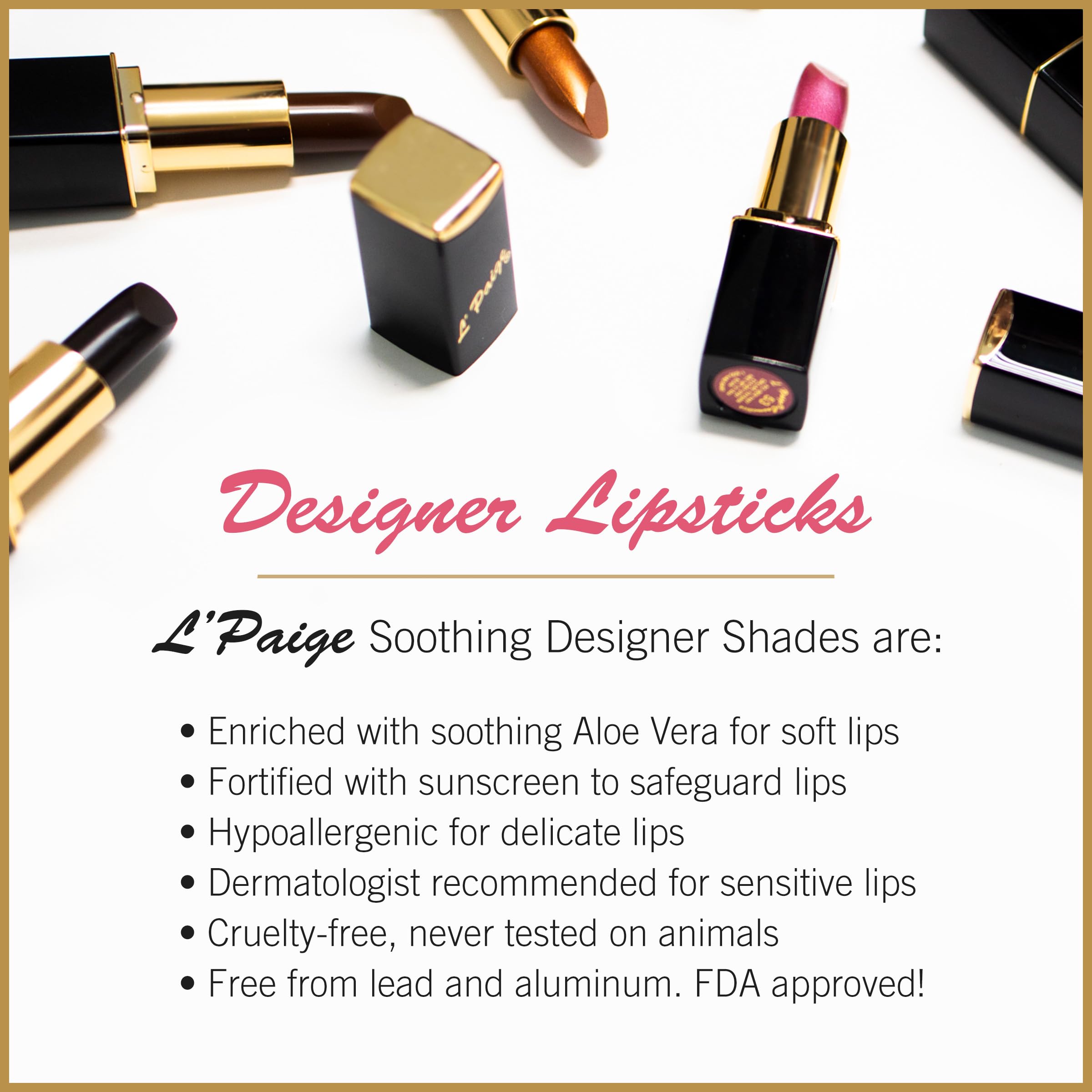 L'Paige L93 - Bronze Designer Lipstick | Aloe Vera Based, Long-Lasting, Moisturizing