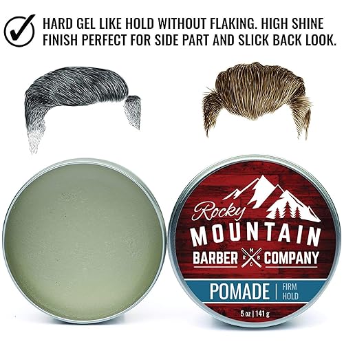 Rocky Mountain Barber Company Pomade For Men - 5 Oz Tub Classic Styling Product With Strong Firm Hold For Side Part, Pompadour &
