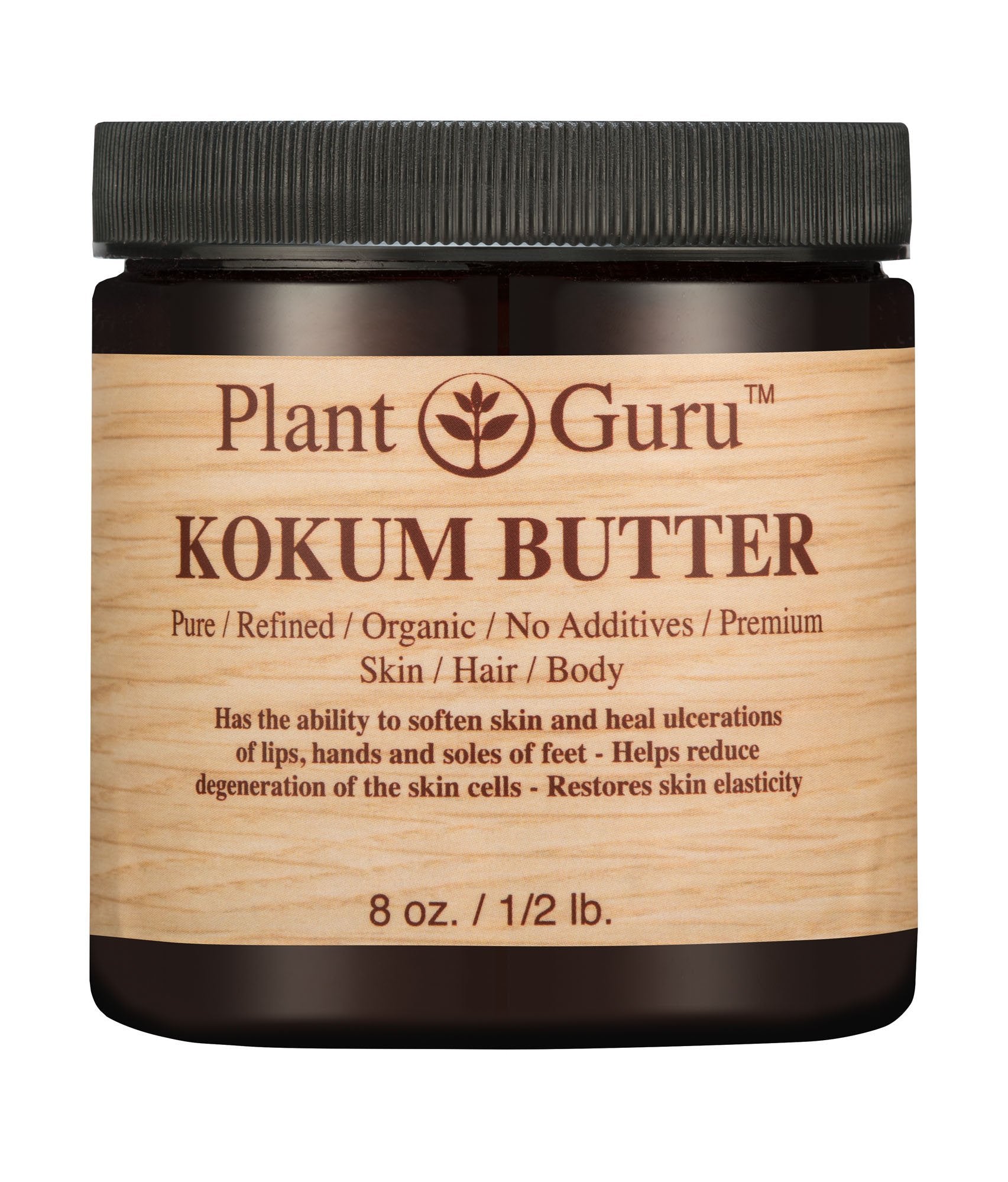 Raw Kokum Butter 8 oz. Jar - 100% Pure Natural Cold Pressed - Great for Skin, Body and Hair Moisturizer, DIY Creams, Balms, Loti