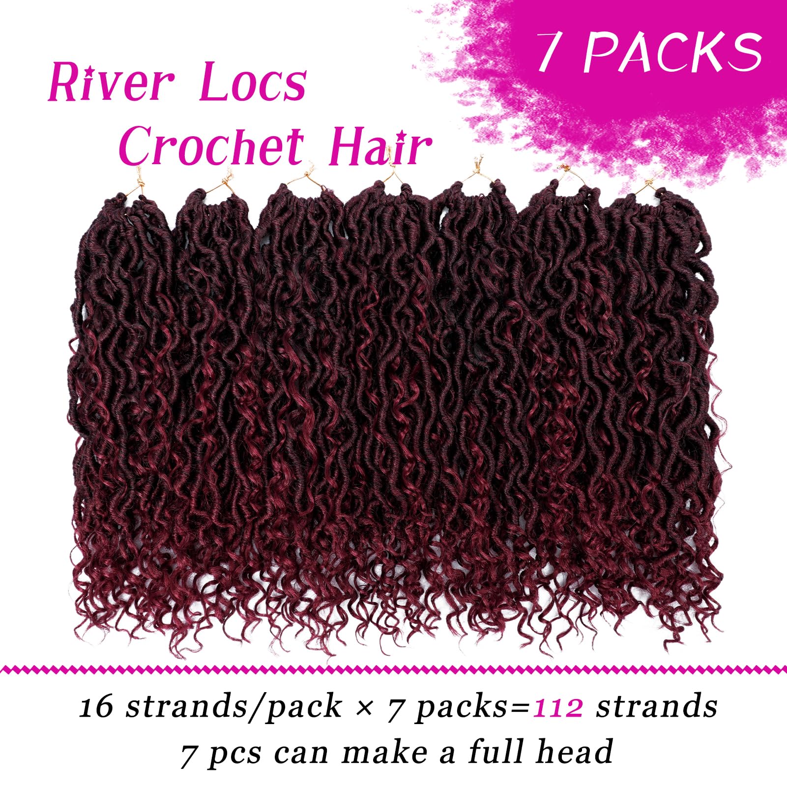 Faux Locs Crochet Hair 14 Inch Boho Goddess Locs Crochet Hair 7 Packs Pre Looped Crochet Hair For Black Women River Locs Crochet