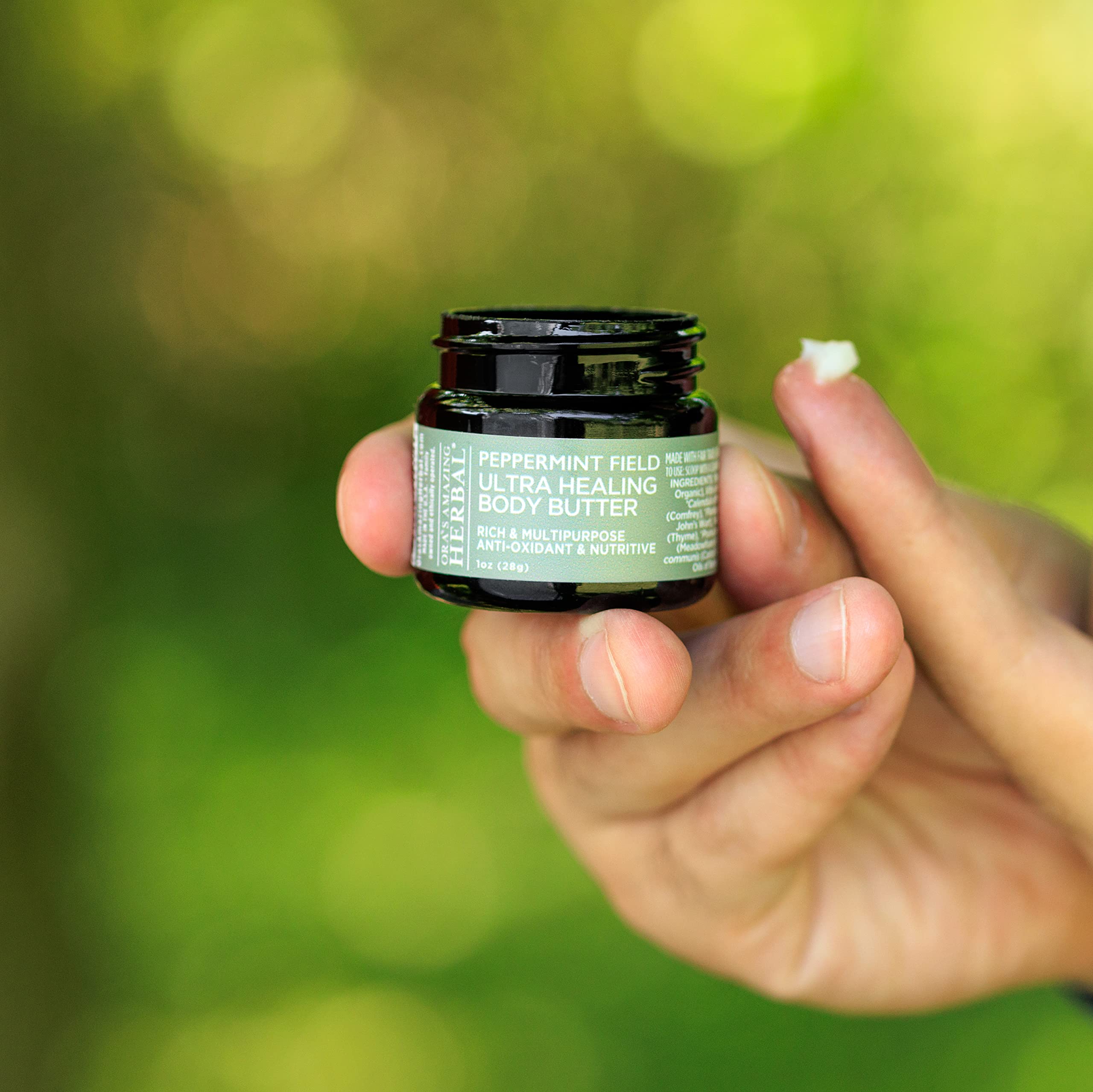 Ultra Healing Body Butter, Intensive Moisturizer For Dry Skin, Spearmint & Bergamot Essential Oil, Oras Amazing Herbal, 1 oz, Pe