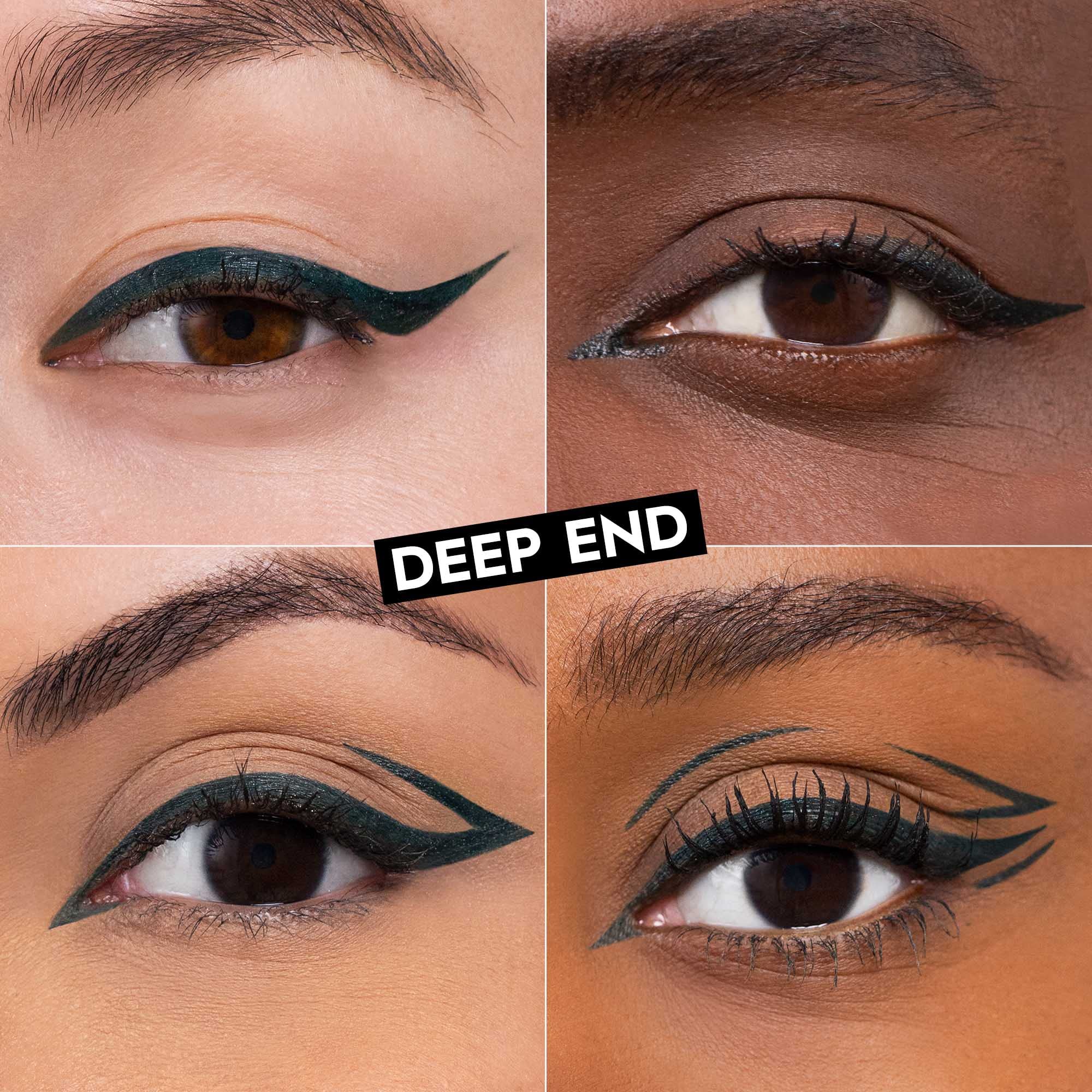 Urban Decay 24/7 Inks Liquid Eyeliner Pen (Deep End - Teal Blue Shimmer, Brush Tip Eye Liner), Water-Resistant, Smudge-Resistant