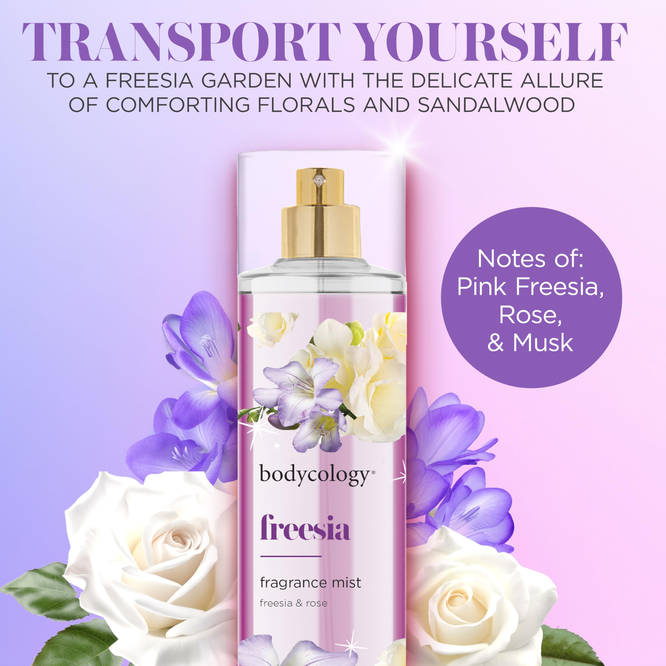 Bodycology Long-Lasting Fragrance Body Mist, Freesia, 8 fl oz