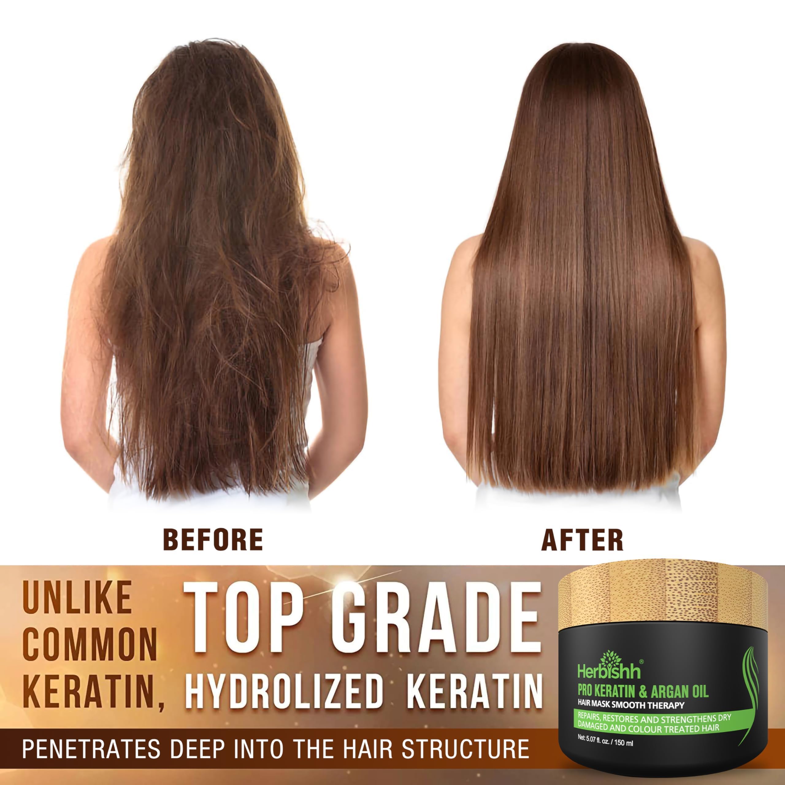 Combo Pack - Herbishh Purple Dye Shampoo For Gray Hair + Argan Intense Hair Mask - Long-Lasting Color - Stimulates Dry, Frizzy H
