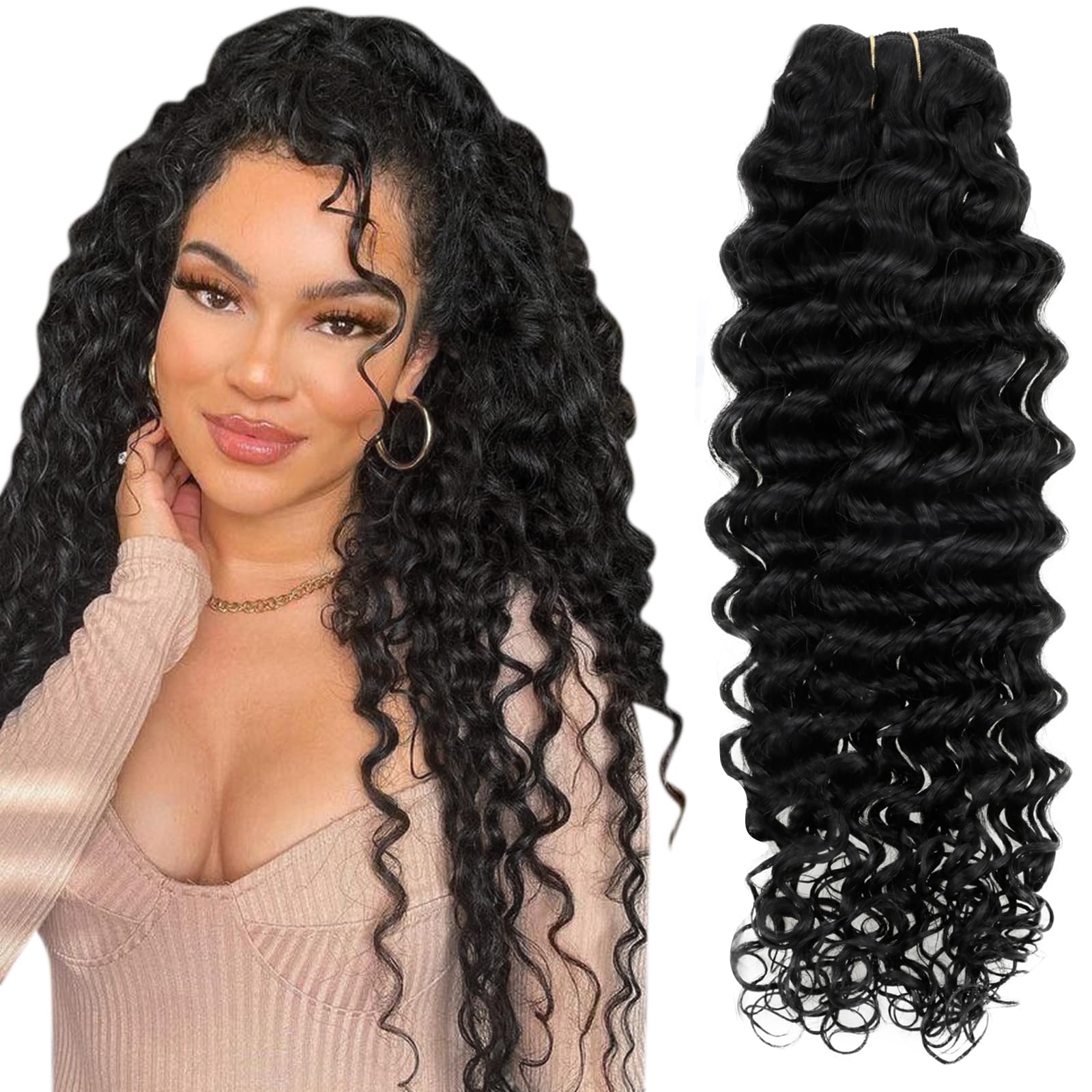 Hetto Black Curly Hair Extensions Clip in Real Human Hair Jet Black #1 120g 18 Inch Curly Clip in Hair Extensions Human Hair Wav