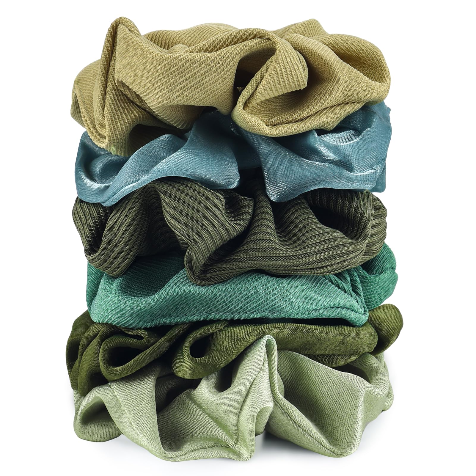 Scrunchies for Women 6PCS Satin Scrunchies for Thick Hair Ultra Textured Soft Silk Scrunchy Hair Ties for Girls Neutral Scrunchi