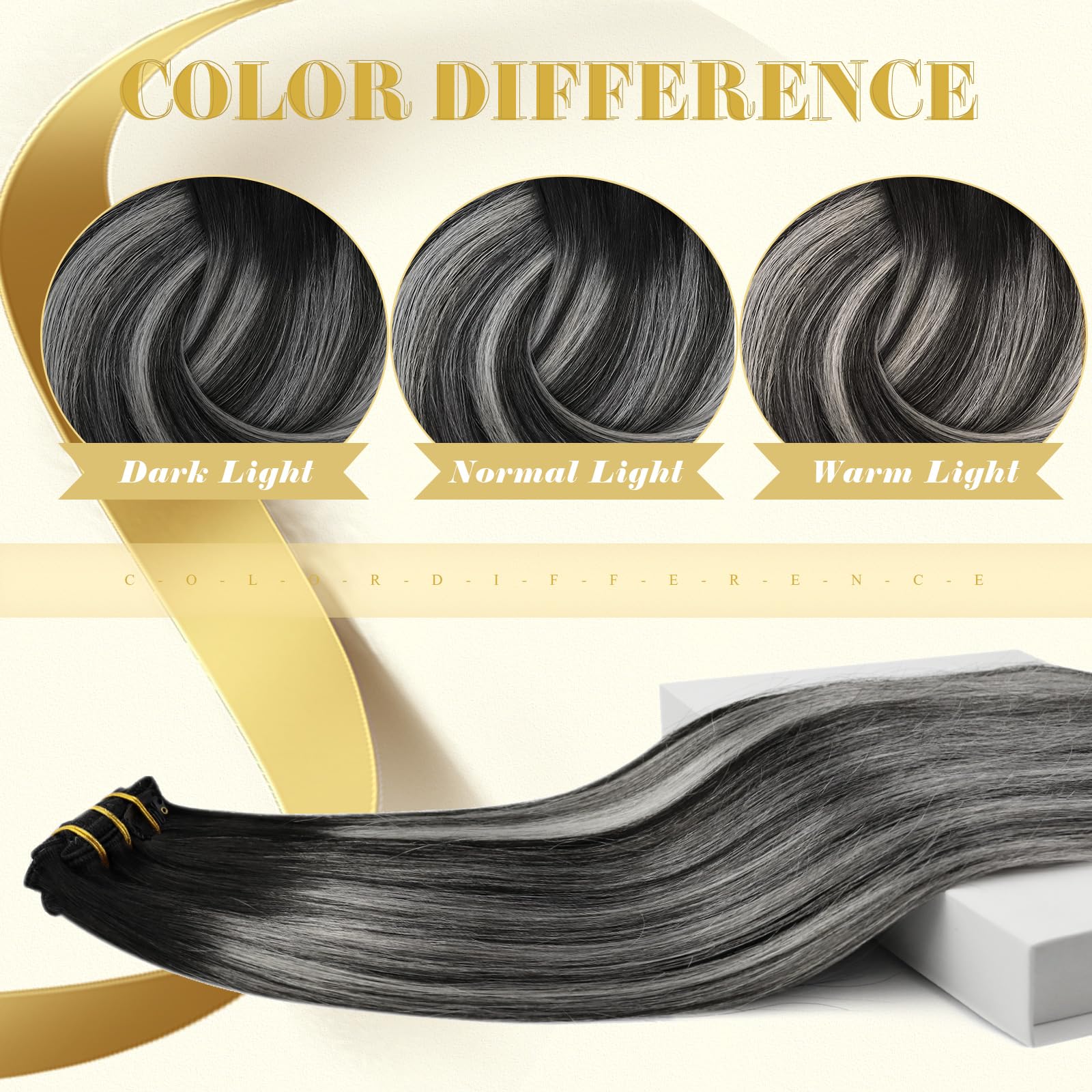 Ve Sunny Human Hair Clip In Extensions Black Ombre Clip In Hair Extensions For Women Balayage Clip Hair Extensions Real Human Ha