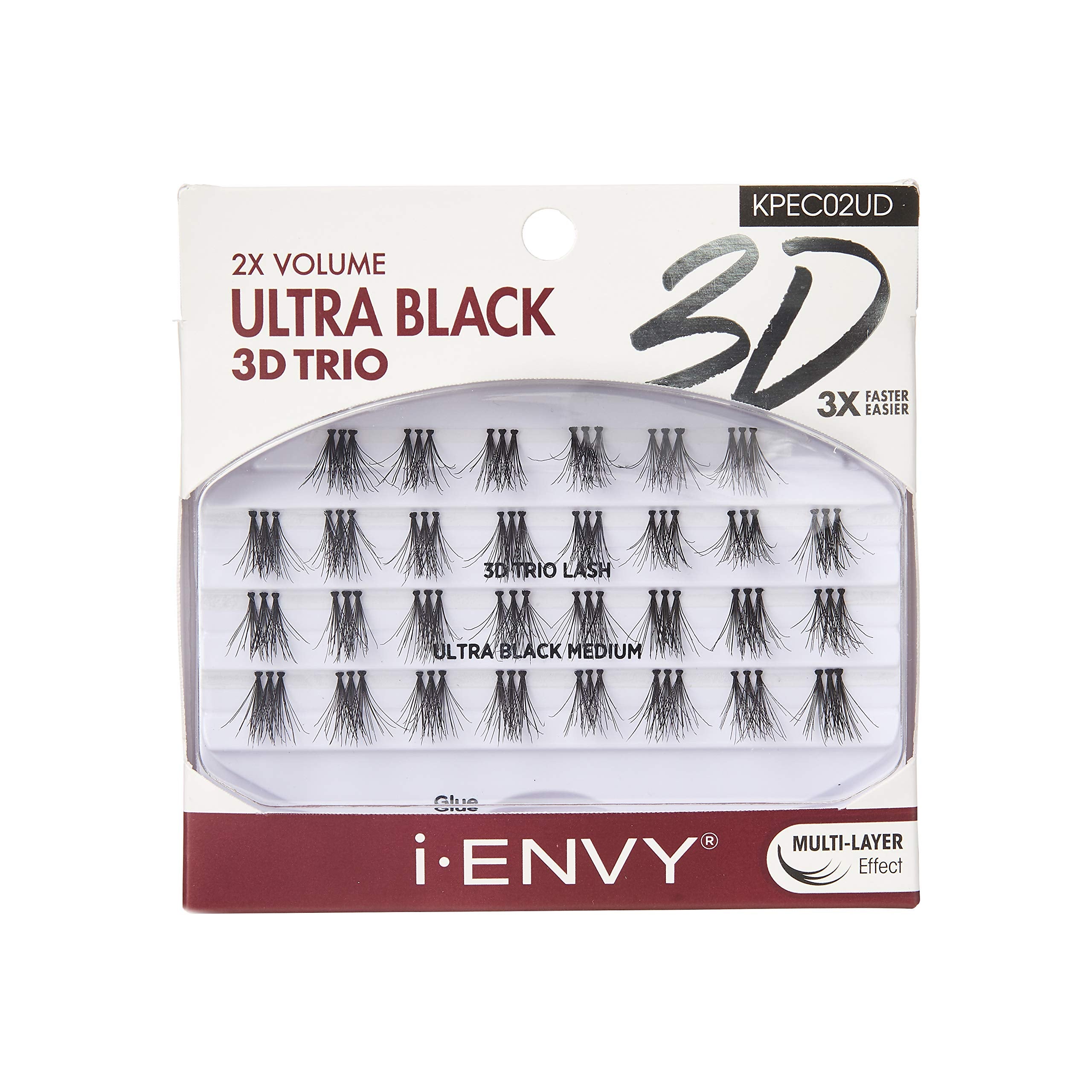I-Envy 3D Trio Ultra Black Lash Medium (3 Pack) Natural Fluffy Effect 3X Faster Easier Application