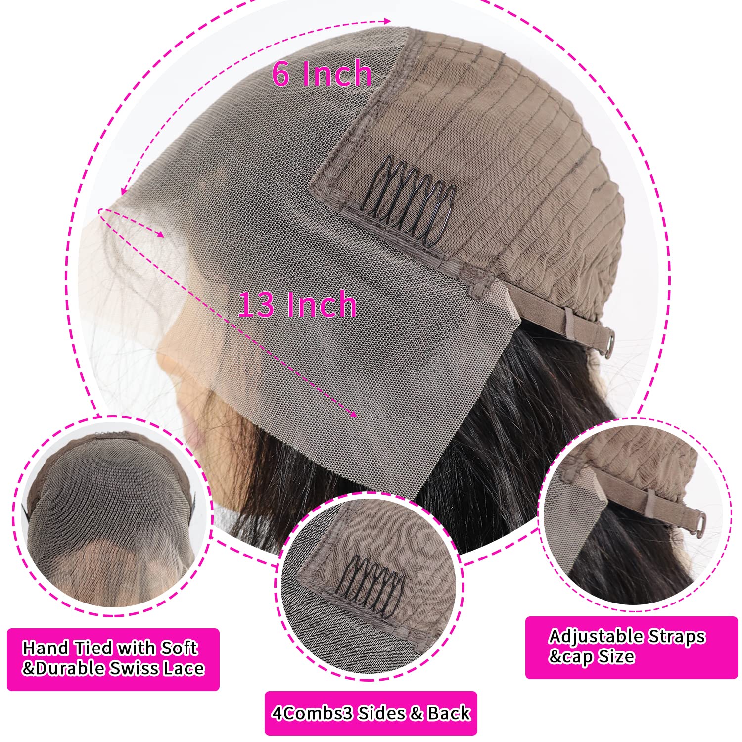 Aicrelery 30 Inch 13x6 Lace Front Wigs Human Hair Body Wave 13x6 HD Lace Frontal Wigs for Women Pre Plucked With Baby Hair 180 D