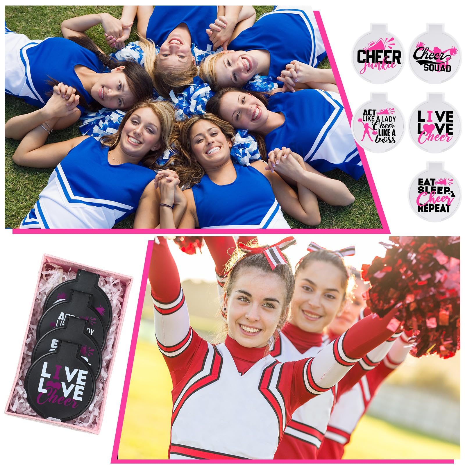 Wenqik 50 Pcs Cheerleader Mirror Gifts Bulk Cheerleading Compact Mirror Cheer Party Favors Folding Pocket Portable Makeup Mirror