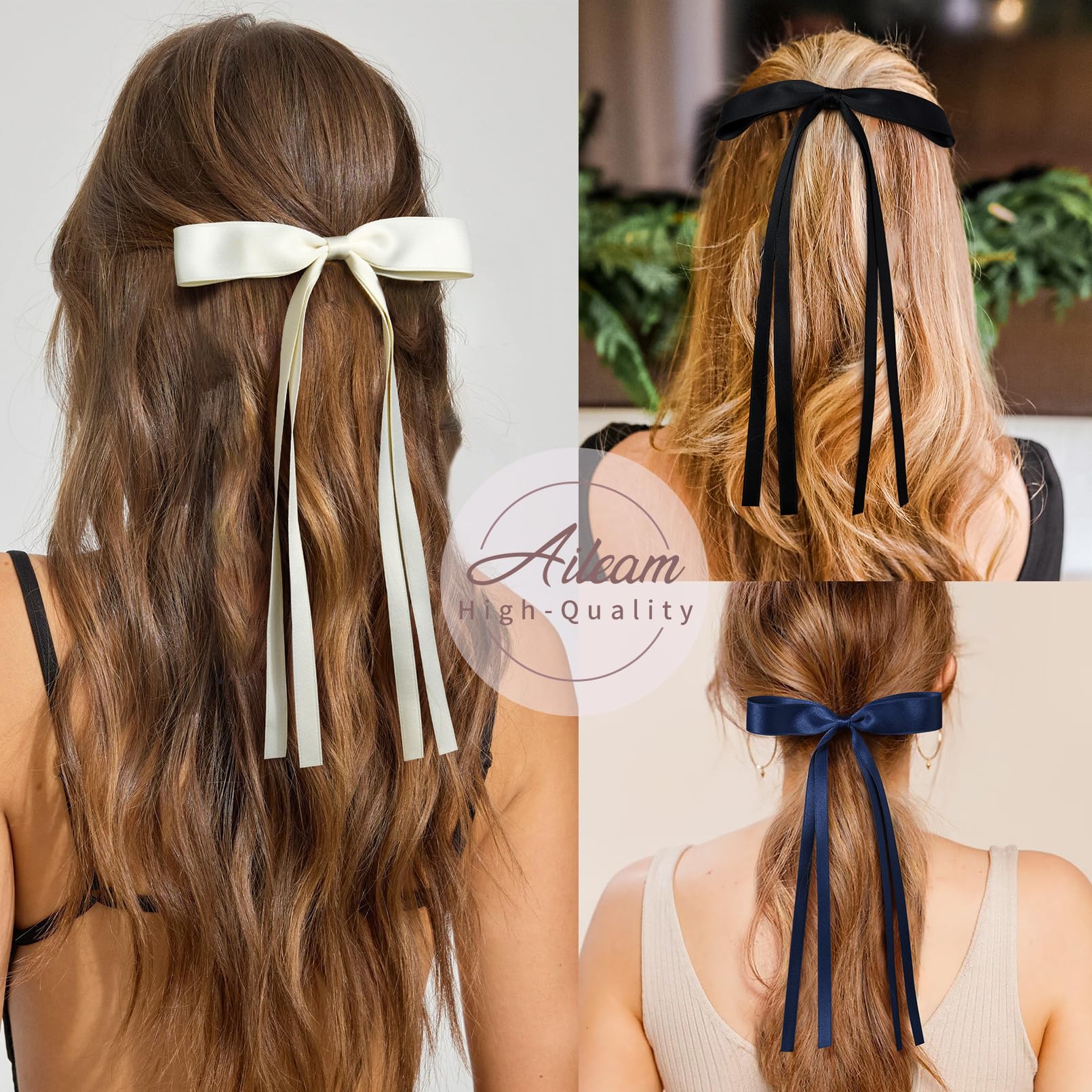 4 Pcs Hair Bows Ribbon Hair Clips For Women Silky Satin Bow With Long Tassel Hair Bow Accessories For Girls Toddlers Teens Kids
