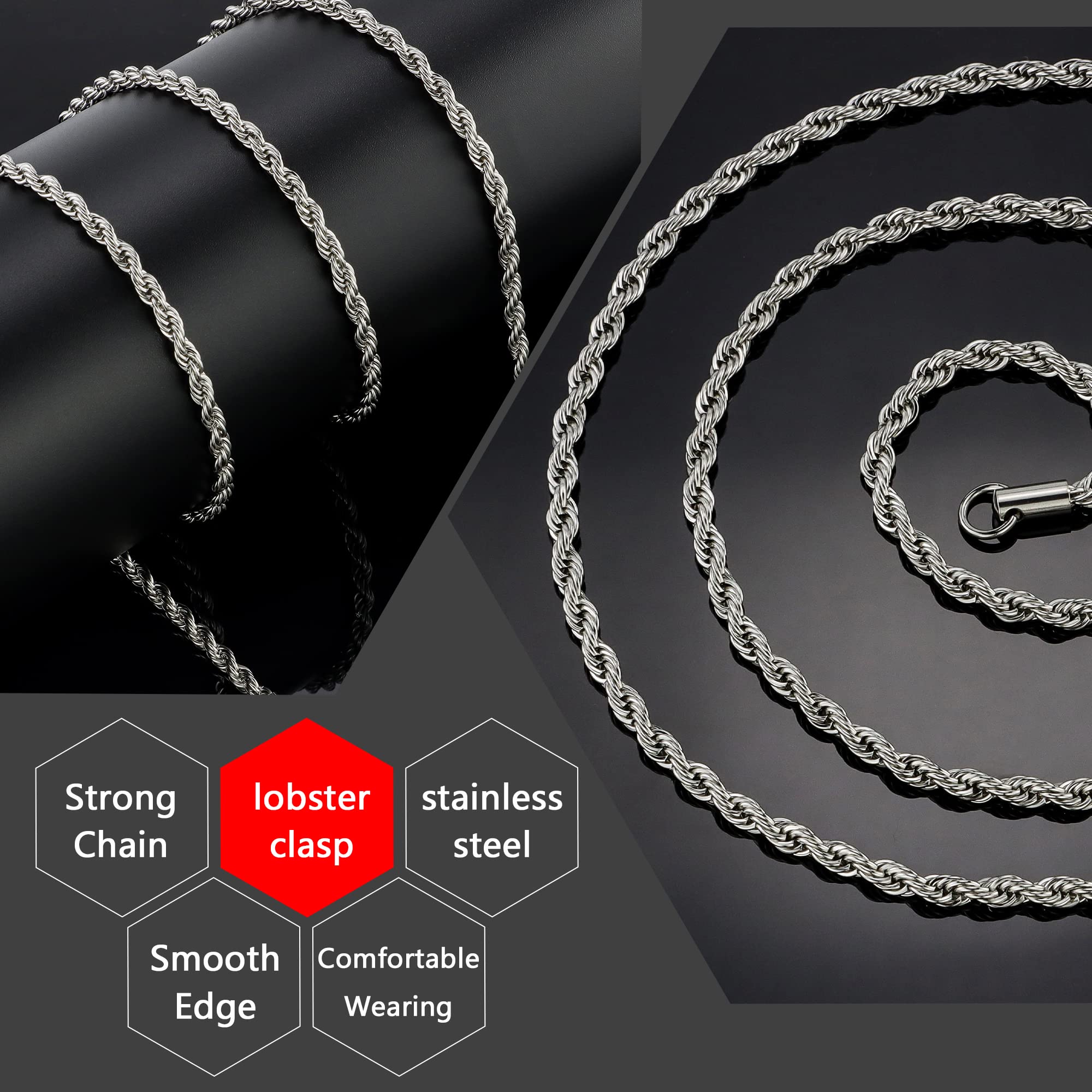 HolyFast Twist Chain Bracelets - Stainless Steel Rope Jewelry for Men & Women