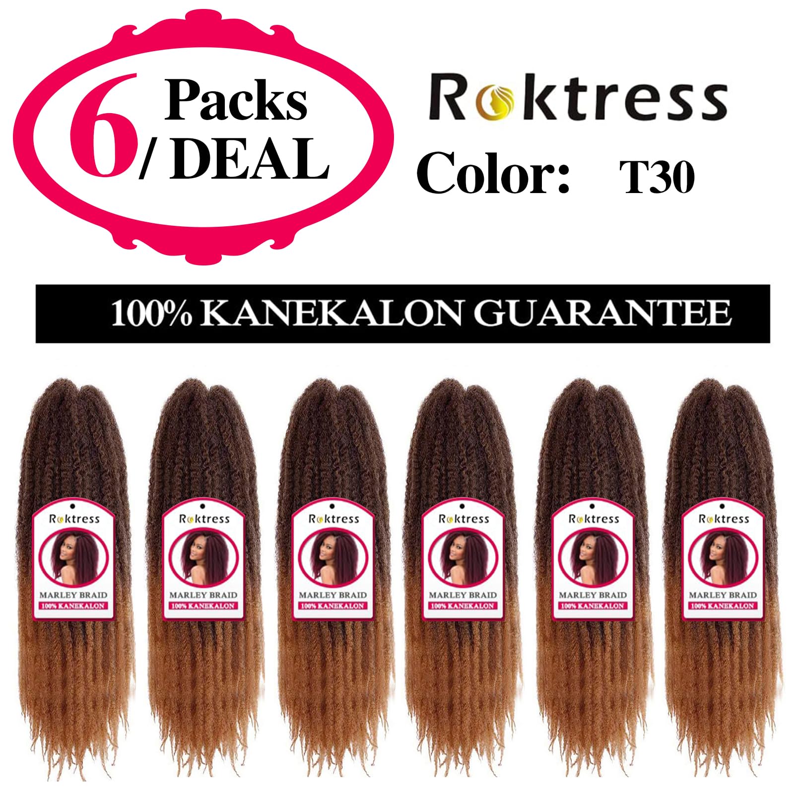 Marley Twist Braiding Hair 16 Inch 6 Packs Marley Hair Afro Marley Twist Hair Marley Hair For Faux Locs, Spring Twist Hair, Butt