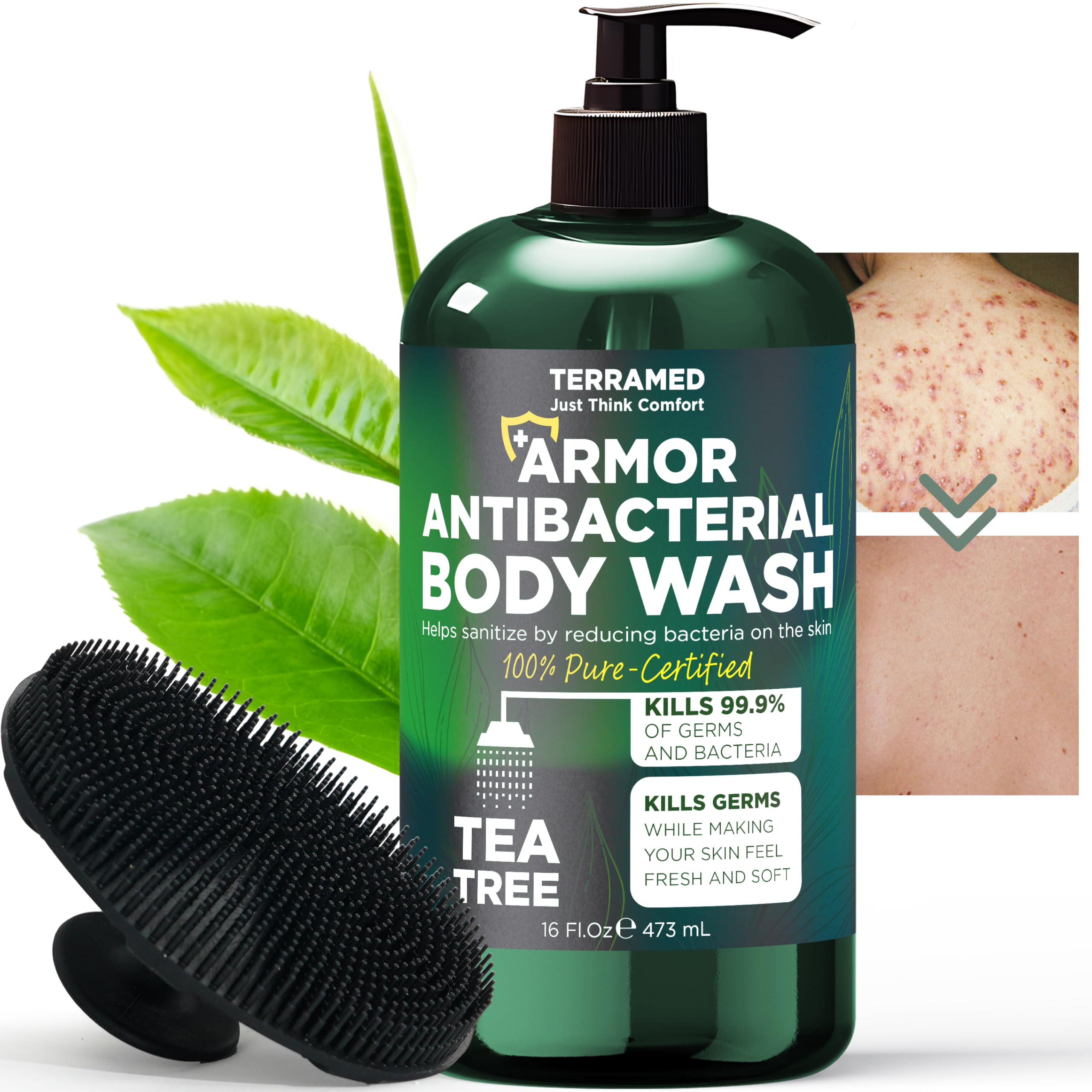 Antibacterial Body Wash with Tea Tree Oil | Antibacterial Soap for Men & Women | Kills 99.9% of Germs & Bacteria | Helps with Ba