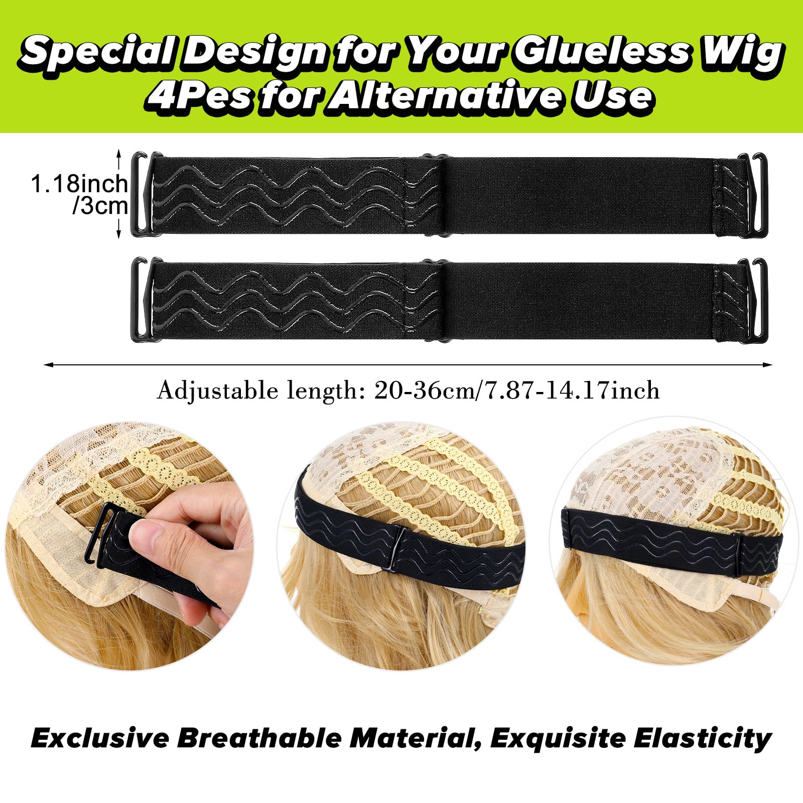 Divina Vitae 5Pcs Elastic Bands For Wig, Adjustable Wig Band With Removable Buckles, Wig Bands No Slip Wig Band For Glueless Wig