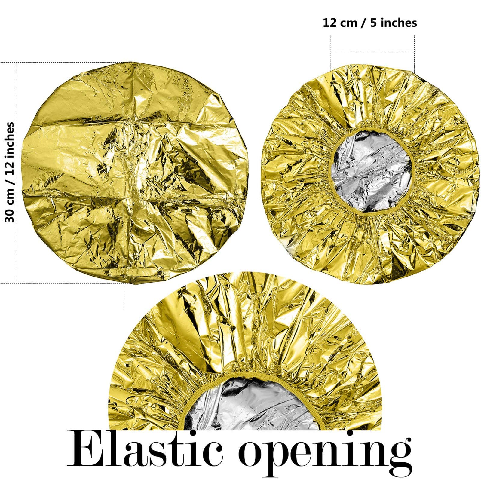 12 Pieces Deep Conditioning Caps Aluminum Foil Reusable Hair Processing Caps Hair Coloring Shower Caps For Home Salon Use (Golde
