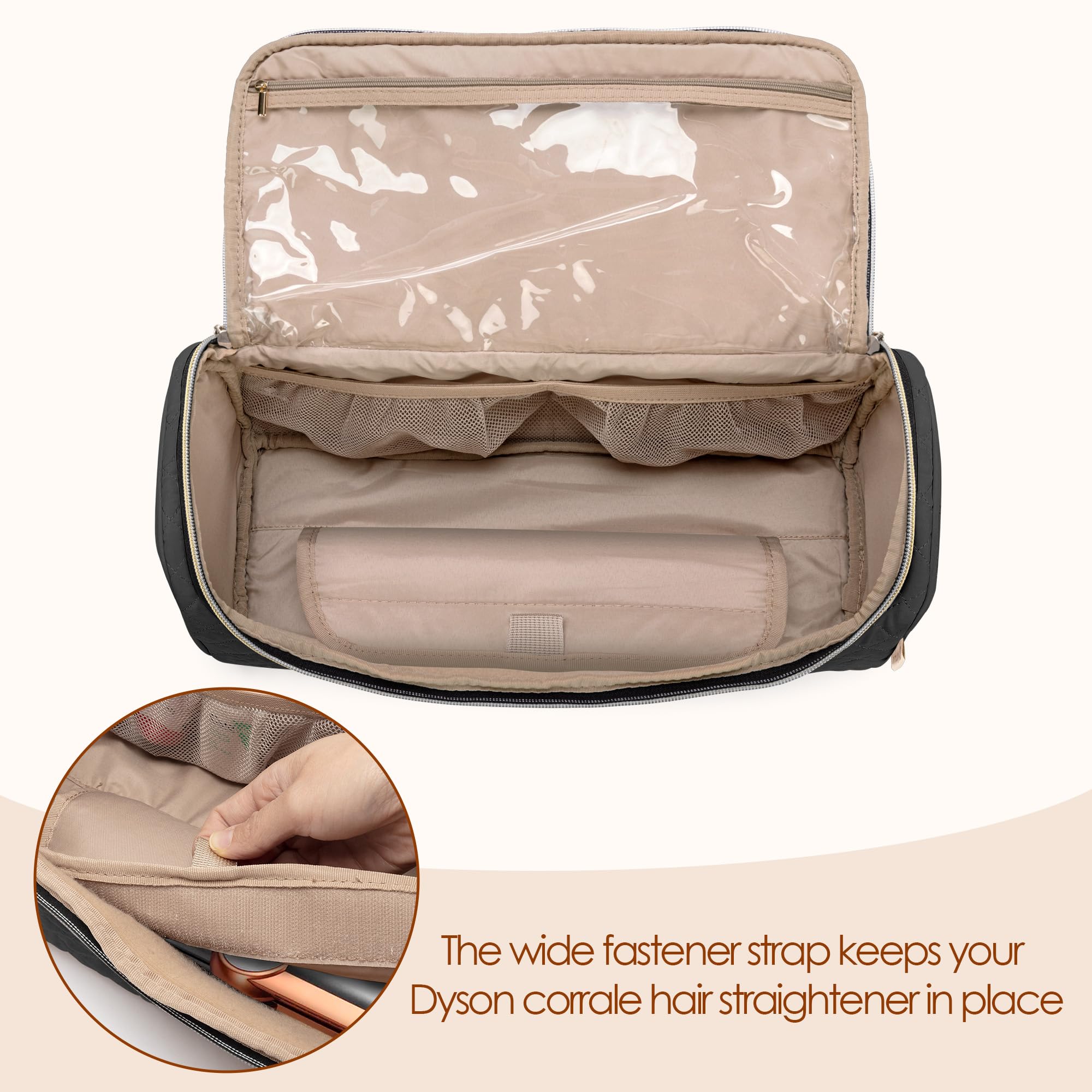 Yarwo Travel Bag Compatible with Dyson Airstrait/Corrale Straightener and Hair Accessories, Portable Flat Iron Storage Case for