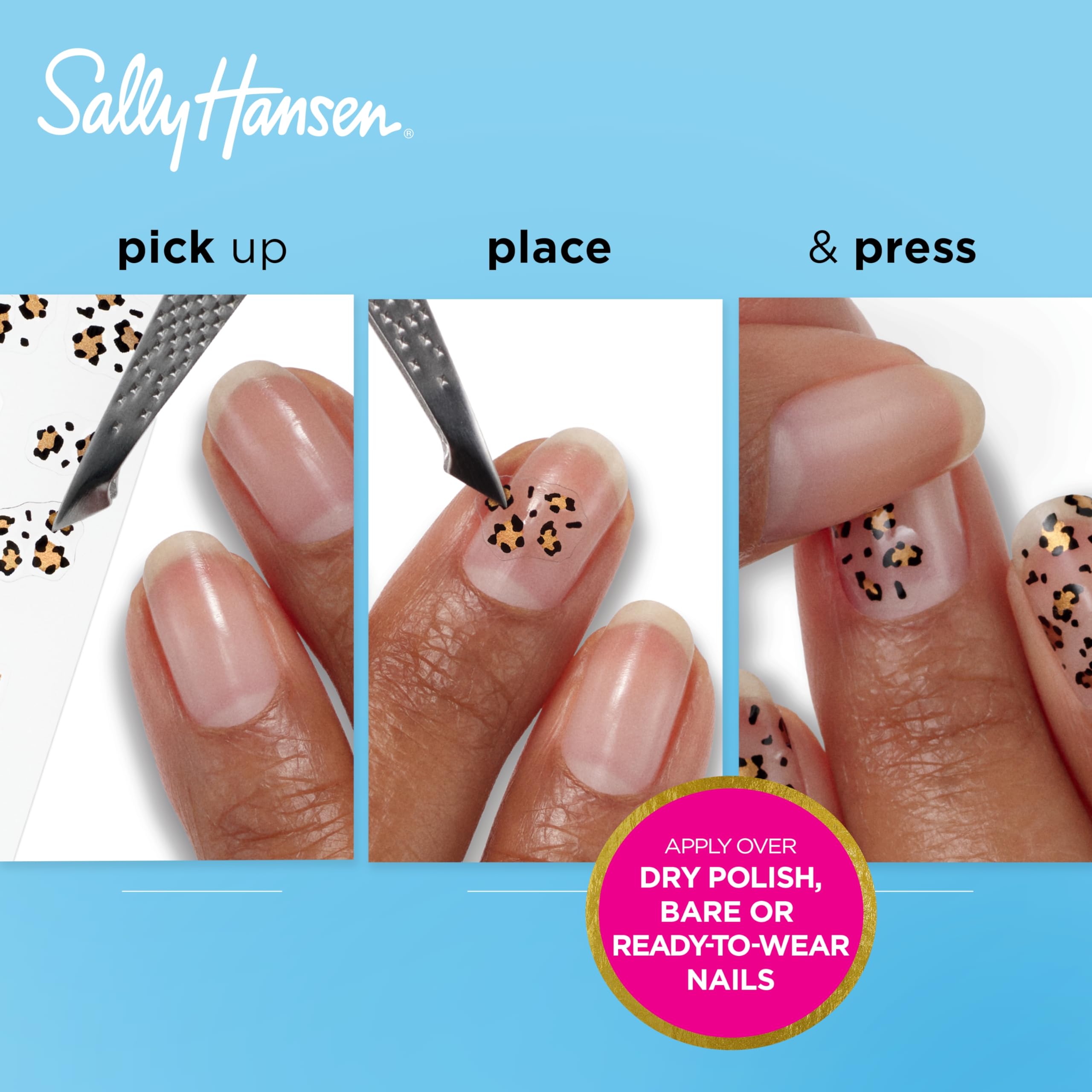 Sally Hansen Salon Effects Nail Accents, Celestial Eclipse, Nail Art Decals, Easy To Use, No Commitment, Use On Nail Polish Or B