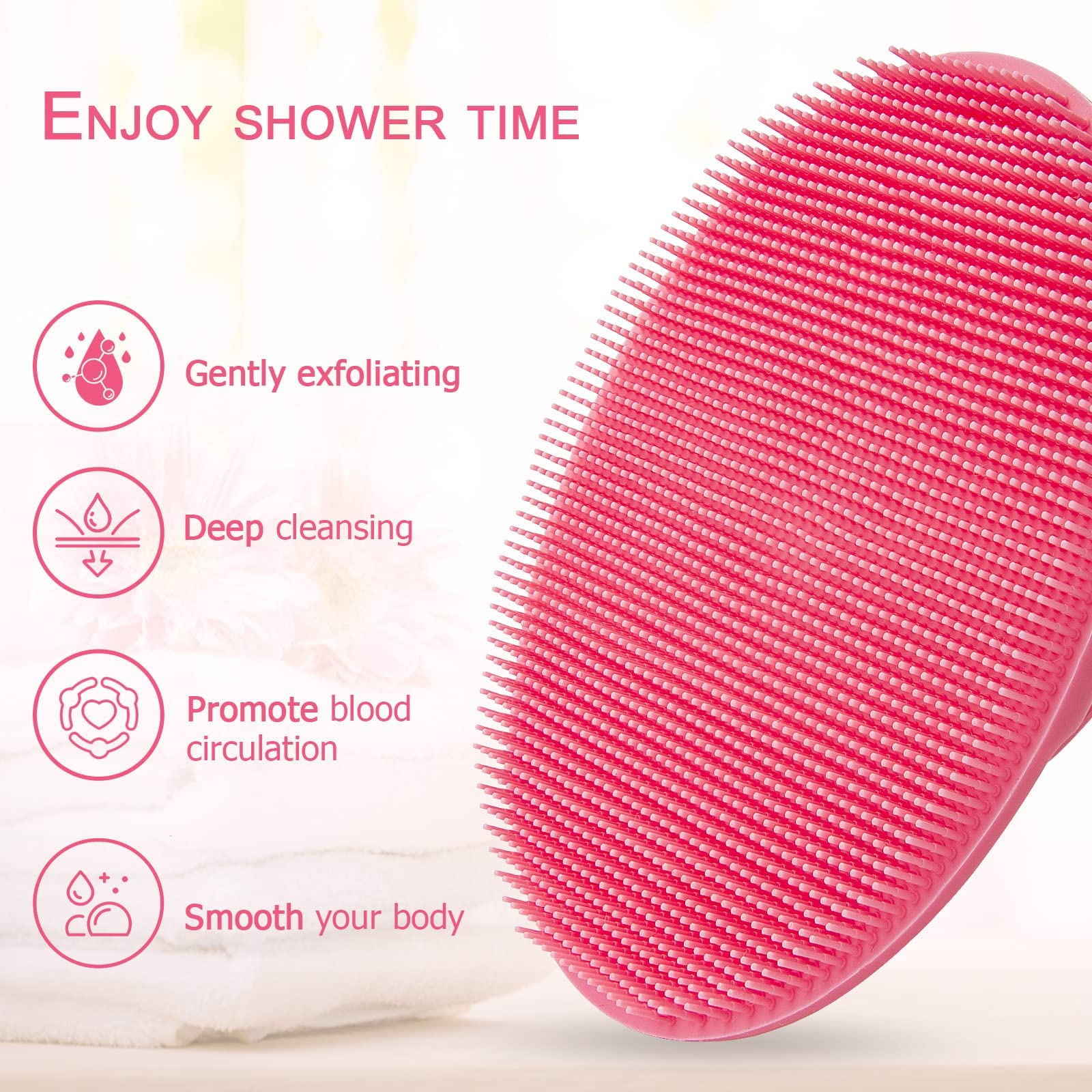 Innerneed Soft Silicone Body Cleansing Brush Shower Scrubber, Gentle Exfoliating And Massage For All Kinds Of Skin (Pink)