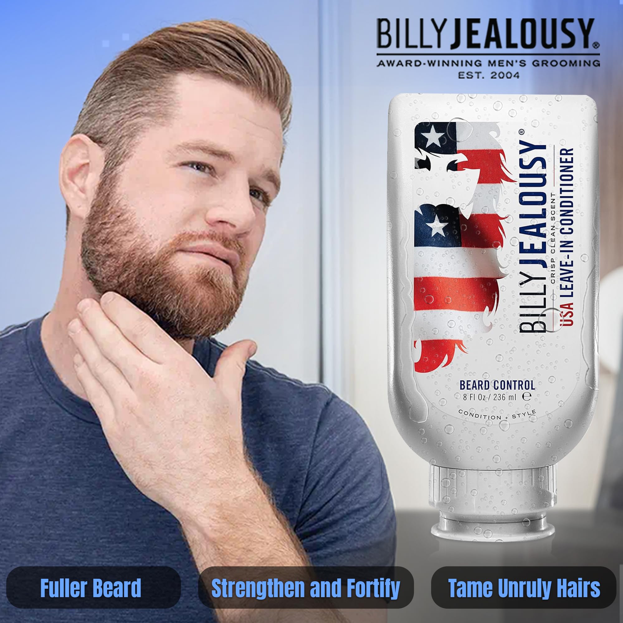 Billy Jealousy Original Beard Control Leave In Beard Conditioner for Men with Aloe Leaf Juice and Jojoba Seed Oil, Softens Hair
