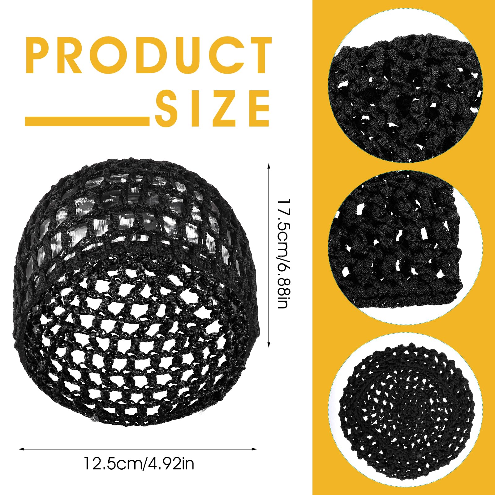 Hair Net For Sleep, 2 Pieces Mesh Crochet Hair Net Snood Hat Sleep Cap Shower Cover Ornament For Women Black And Gray