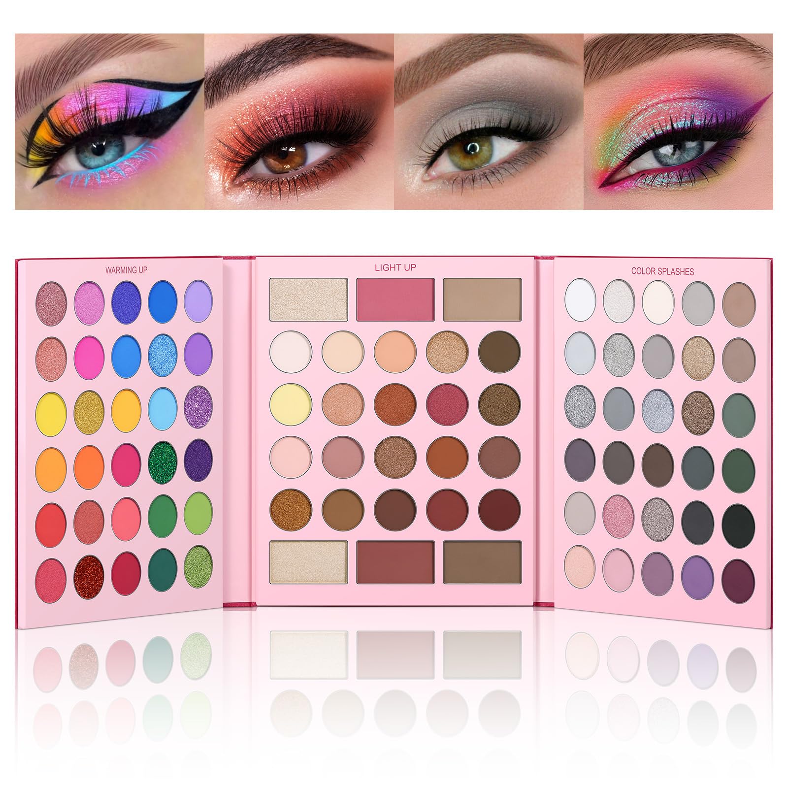 UCANBE Pretty All Set Eyeshadow Palette Pro 86 Colors Holiday Makeup Kit, Matte Shimmer Glitter Eye Shadows Highlighter Blush Co