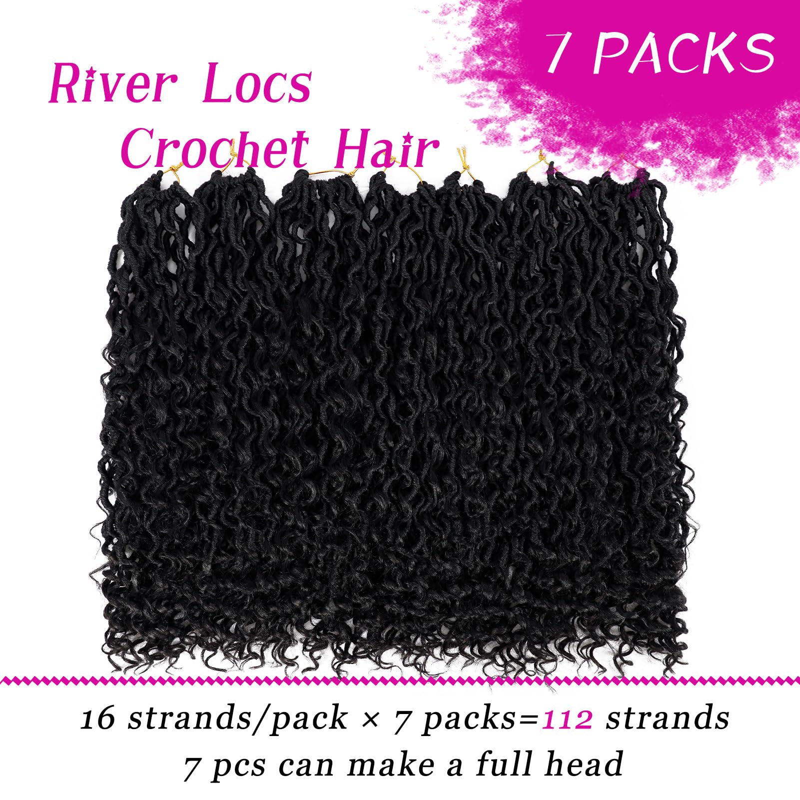 Goddess Locs Crochet Hair 22 Inch 7 Packs Boho Faux Locs Crochet Hair for Black Women Pre Looped Crochet Locs with Curly Ends (#