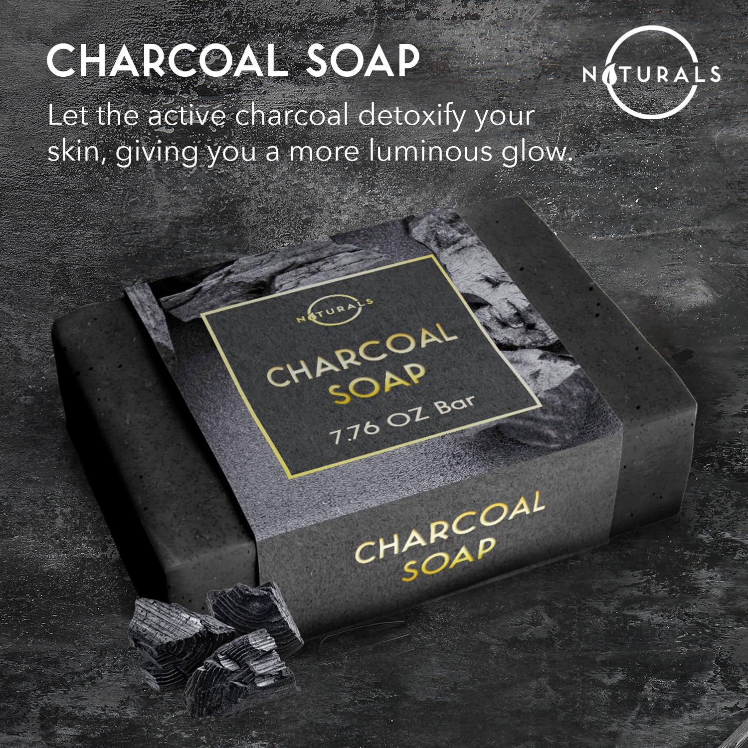 O Naturals Activated Charcoal Soap Bar for Men and Women - Detoxifying, Moisturizing, and Vegan - 4 oz