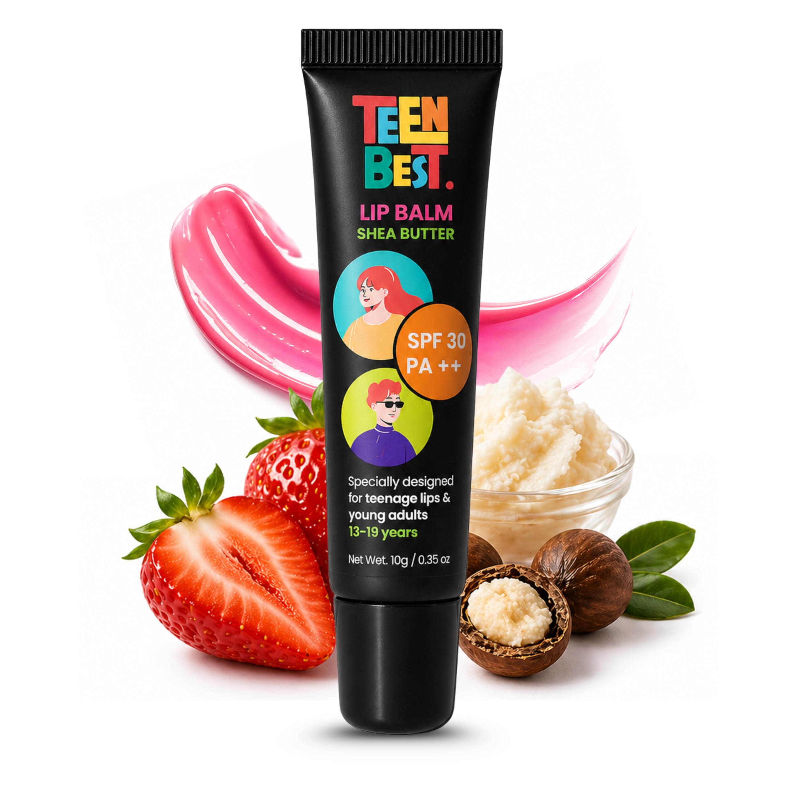 Healthbest Tinted Lip Balm For Teens Spf 30 Natural Pink Tint Hydrating Lip Care For Dry Lips Non Sticky Daily Use For Boys And 